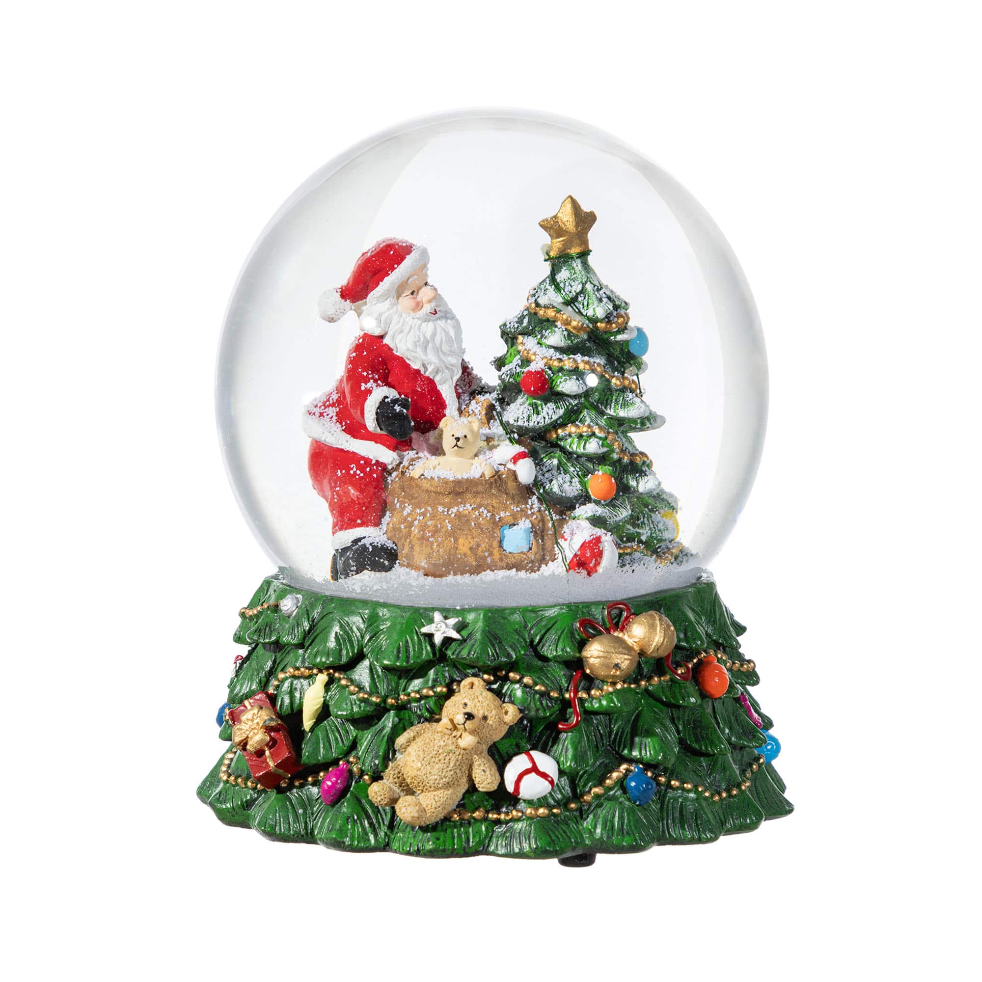 Glitzhome&#xAE; 150mm Christmas Resin Lighted Musical Snowflakes Santa Waterglobe