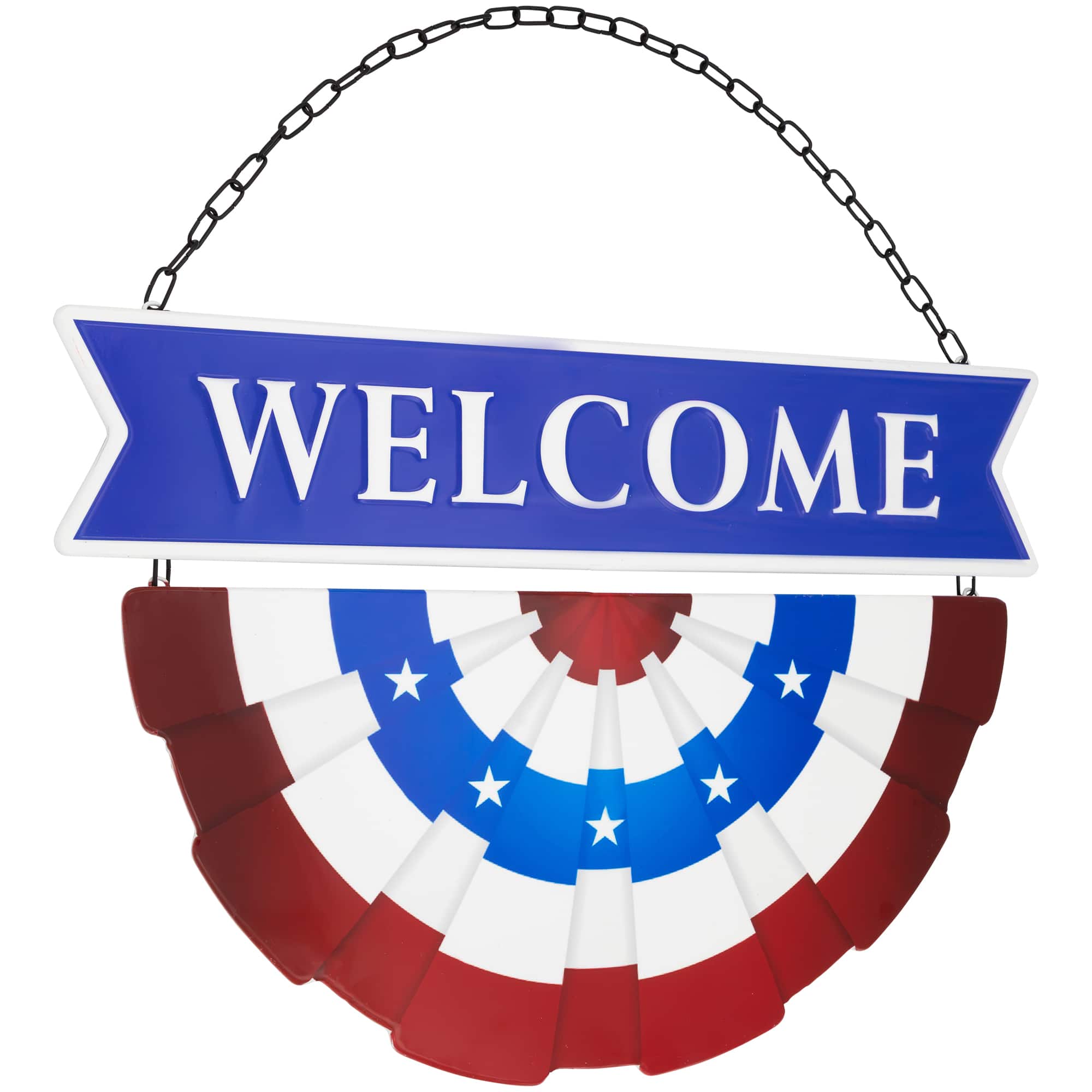 19.25&#x22; Americana Welcome Metal Wall Sign with Bunting