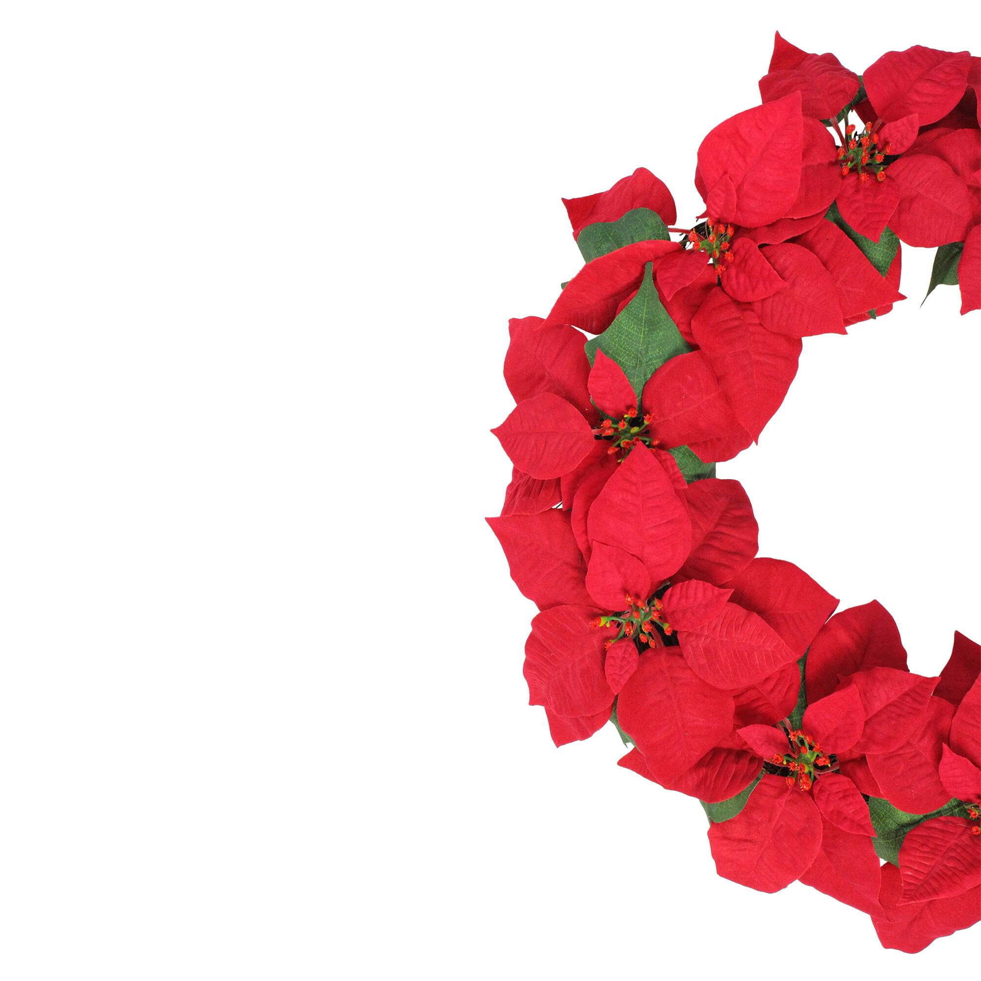 24" Red Poinsettia Flower Wreath