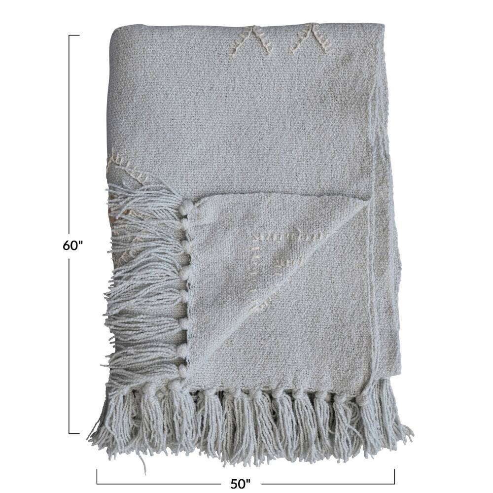 Hello Honey® Gray-Blue Moroccan Designs & Fringe Throw Blanket