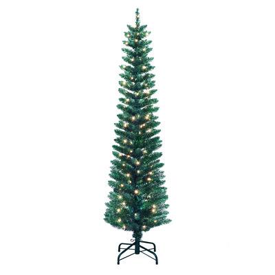 6ft. Pre-Lit Green Tinsel Artificial Christmas Tree, Clear Lights ...