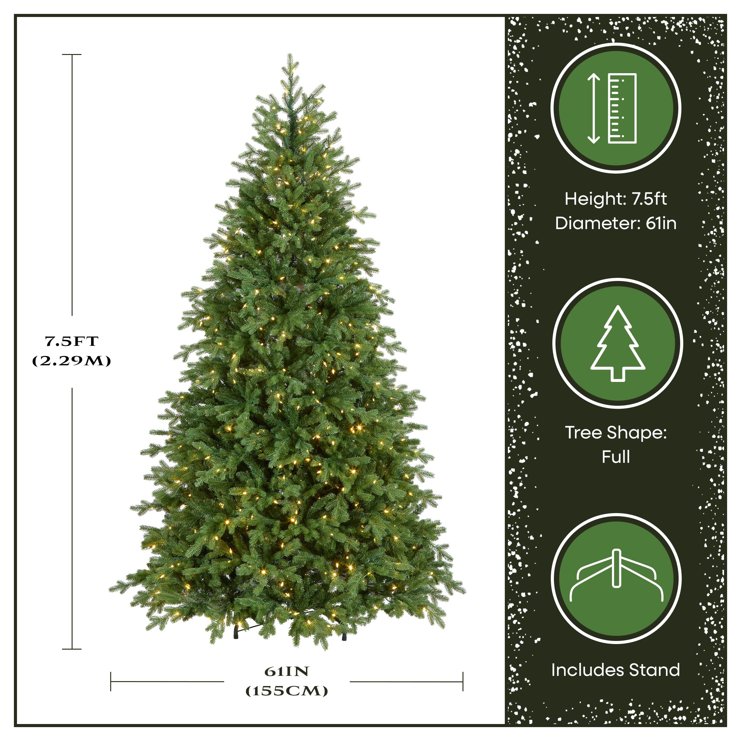 7.5ft. Pre-Lit PowerConnect™ Princeton Fraser Fir Artificial Christmas Tree, Dual Color® LED Lights