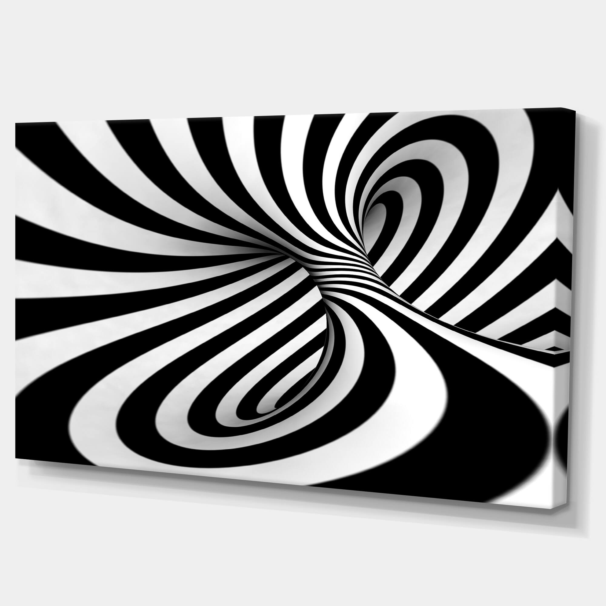 Designart - Spiral Black n White - Abstract Canvas Art Print