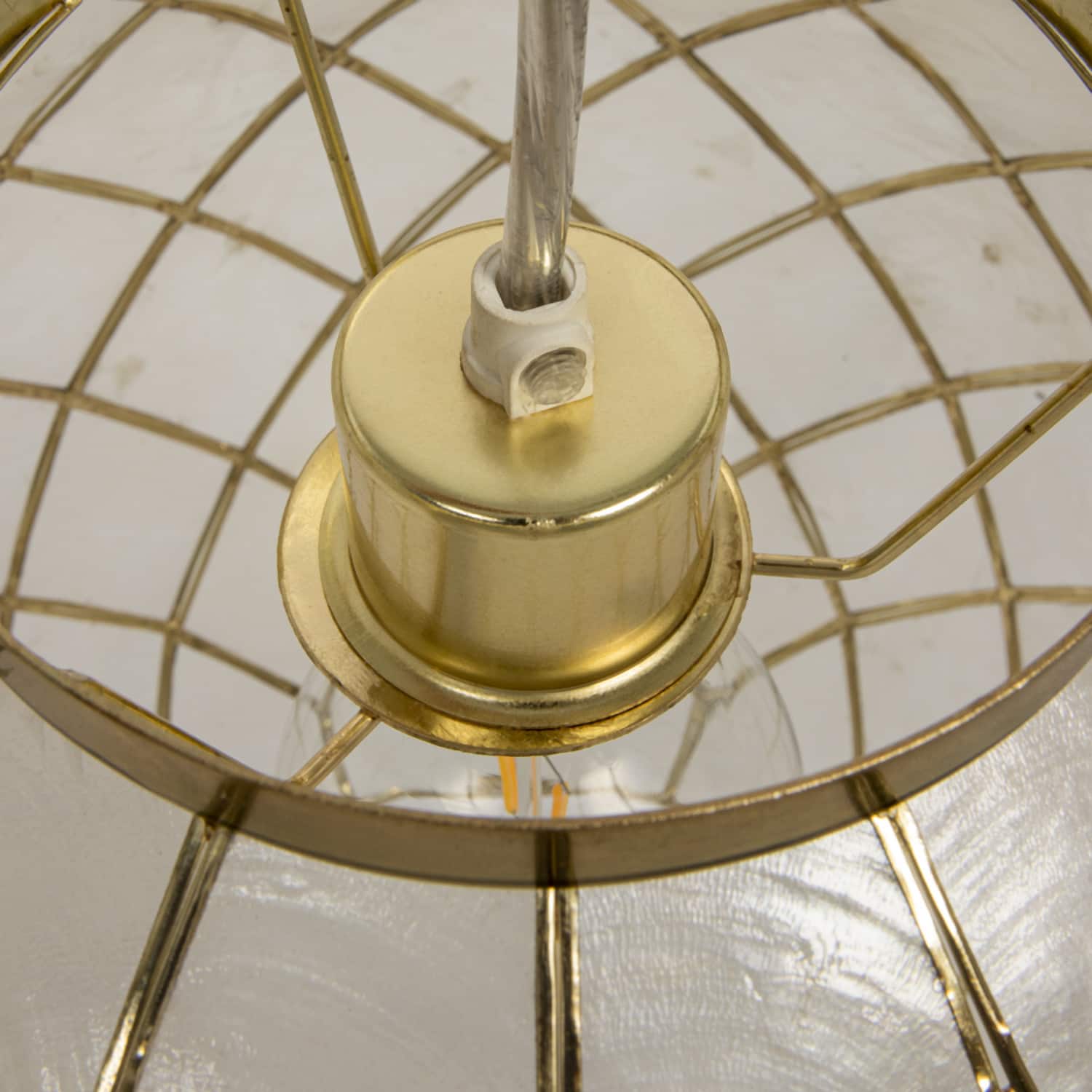 Hello Honey&#xAE; Marina Natural Capiz &#x26; Gold Metal Orb Pendant Ceiling Light