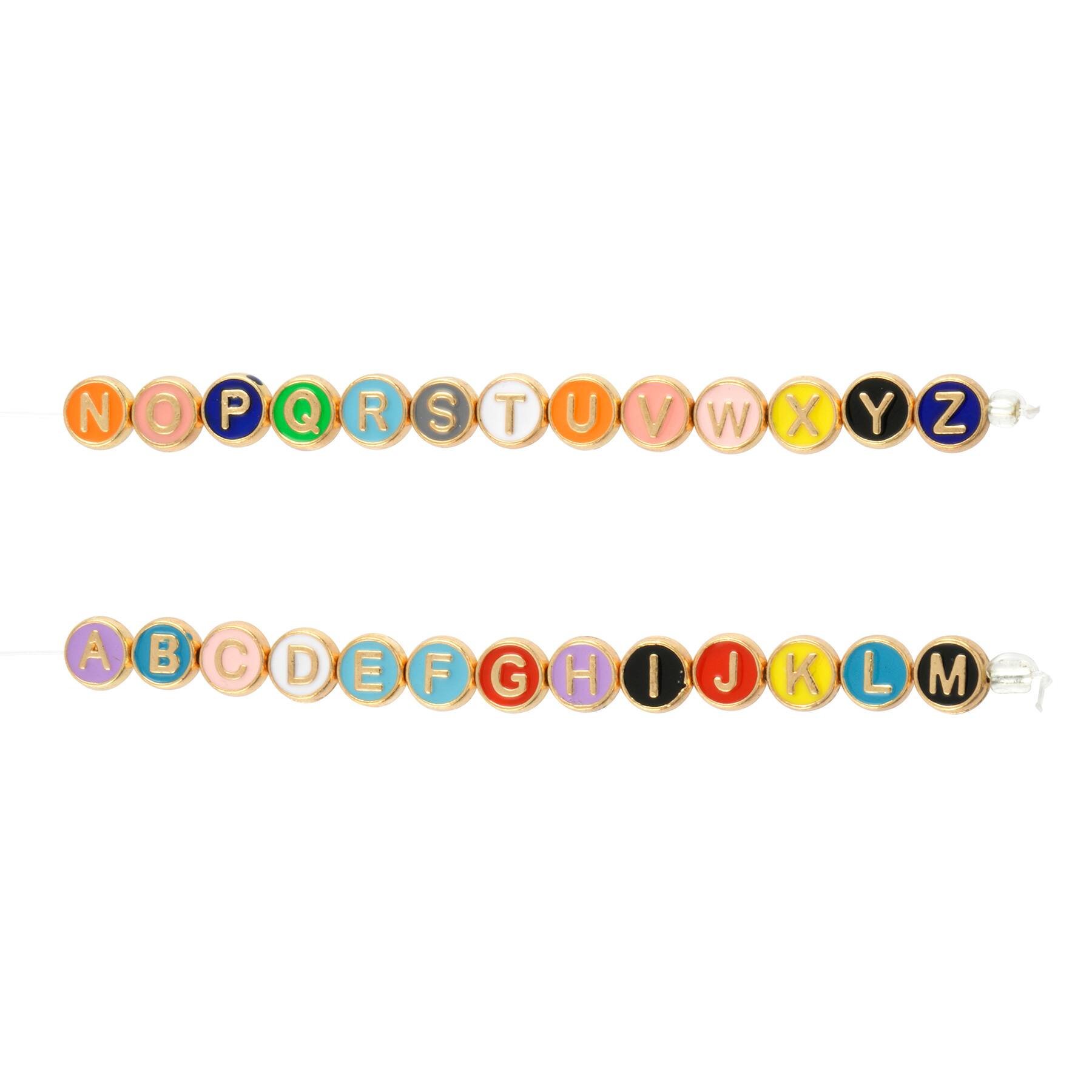 Multicolor &#x26; Gold Alphabet Disc Beads, 8mm by Bead Landing&#x2122;