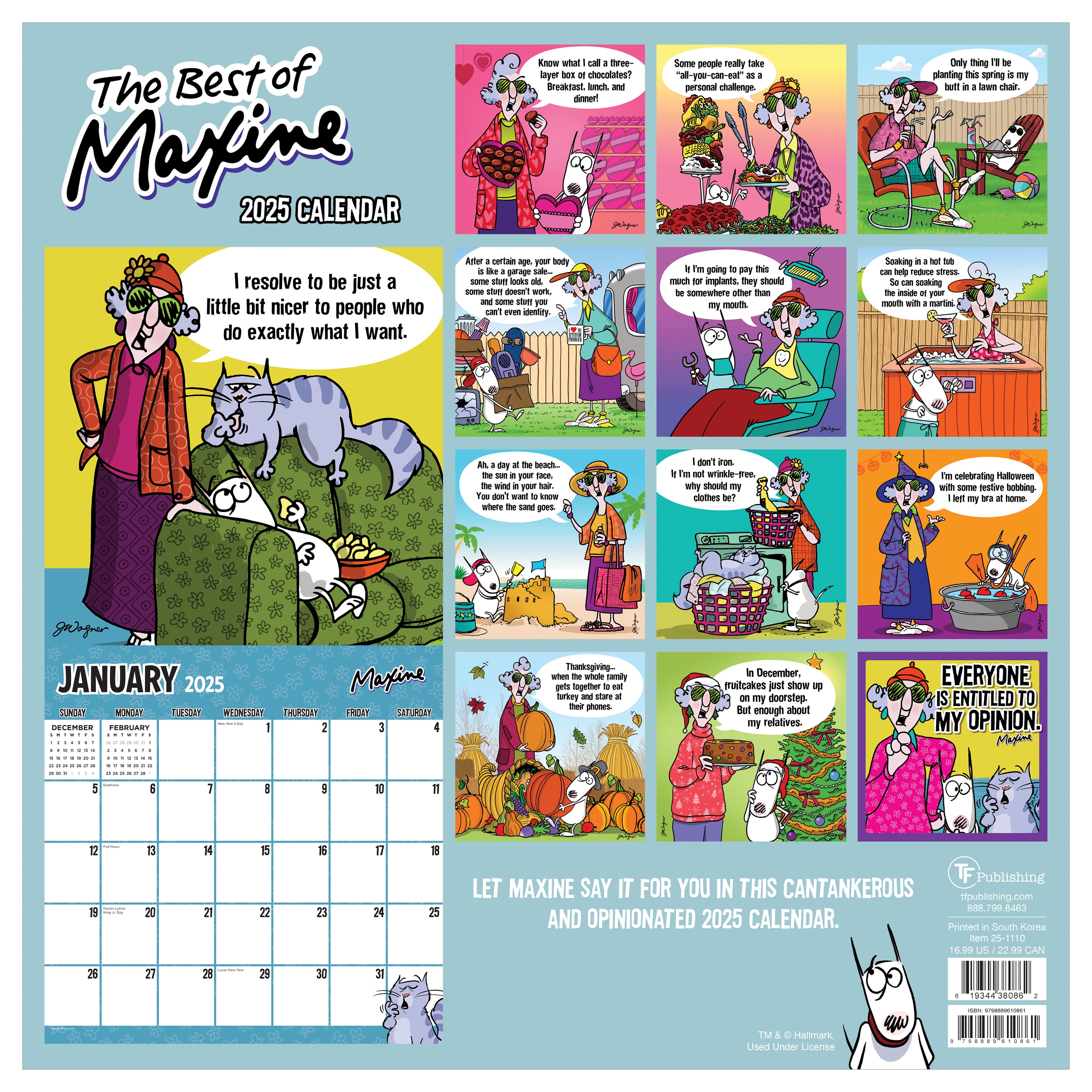 TF Publishing 2025 Maxine Wall Calendar