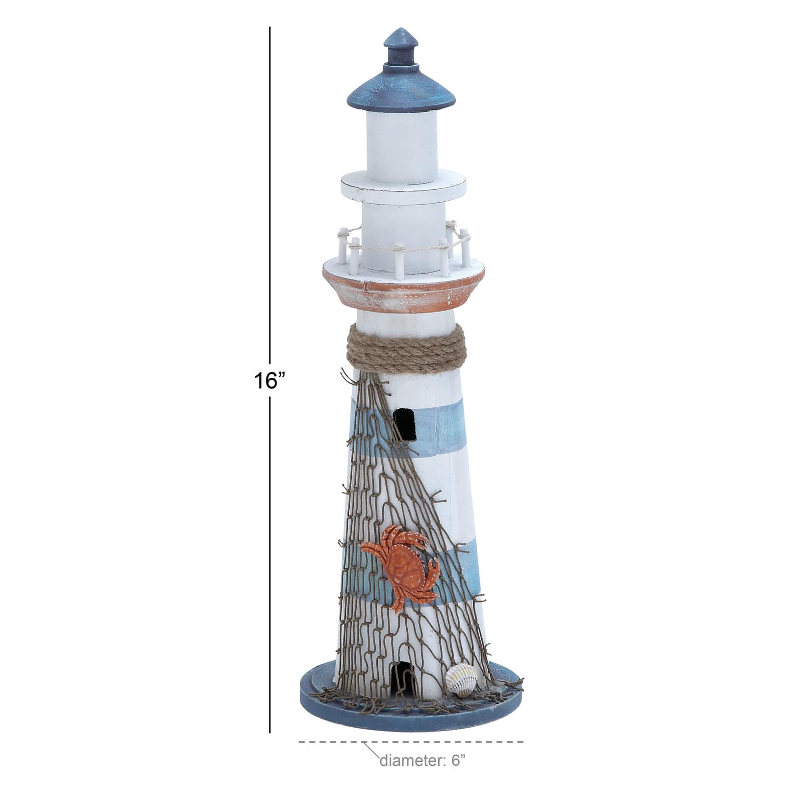 16&#x22; Wood Lighthouse Table Accent