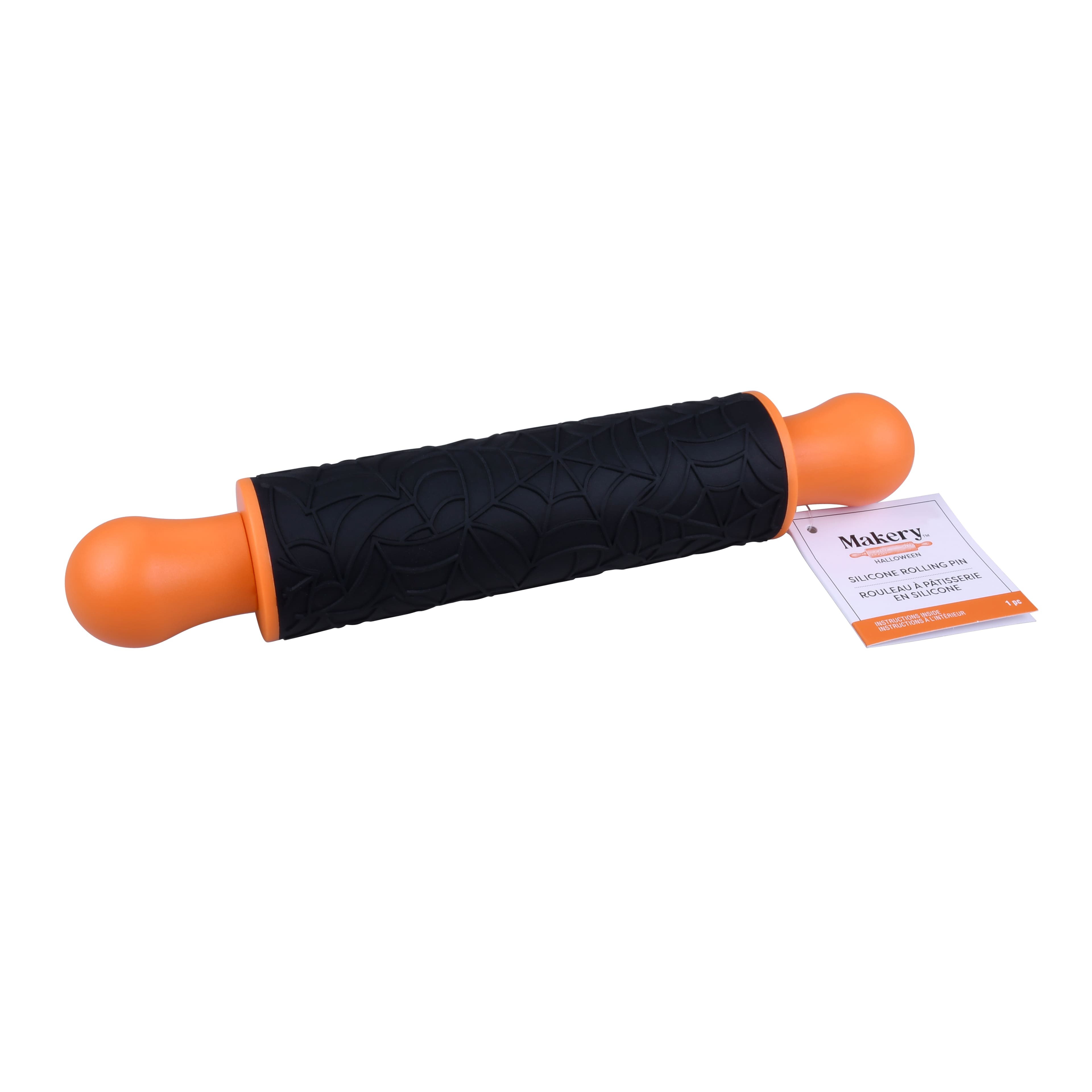 Orange &#x26; Black Spiderweb Silicone Rolling Pin by Makery&#x2122;