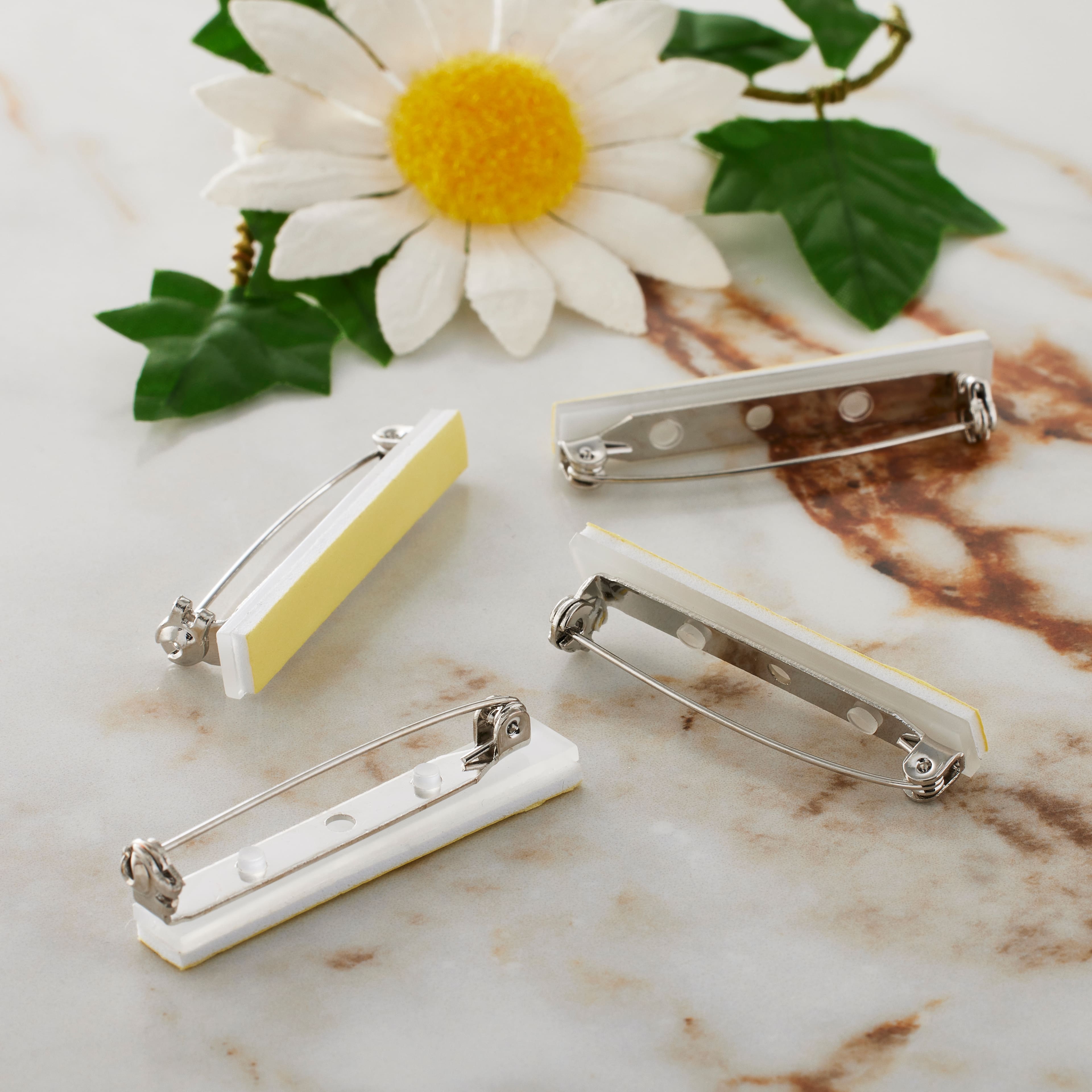 12 Packs: 24 ct. (288 total) 1.5" Rhodium Bar Pins with Pad by Bead Landing™