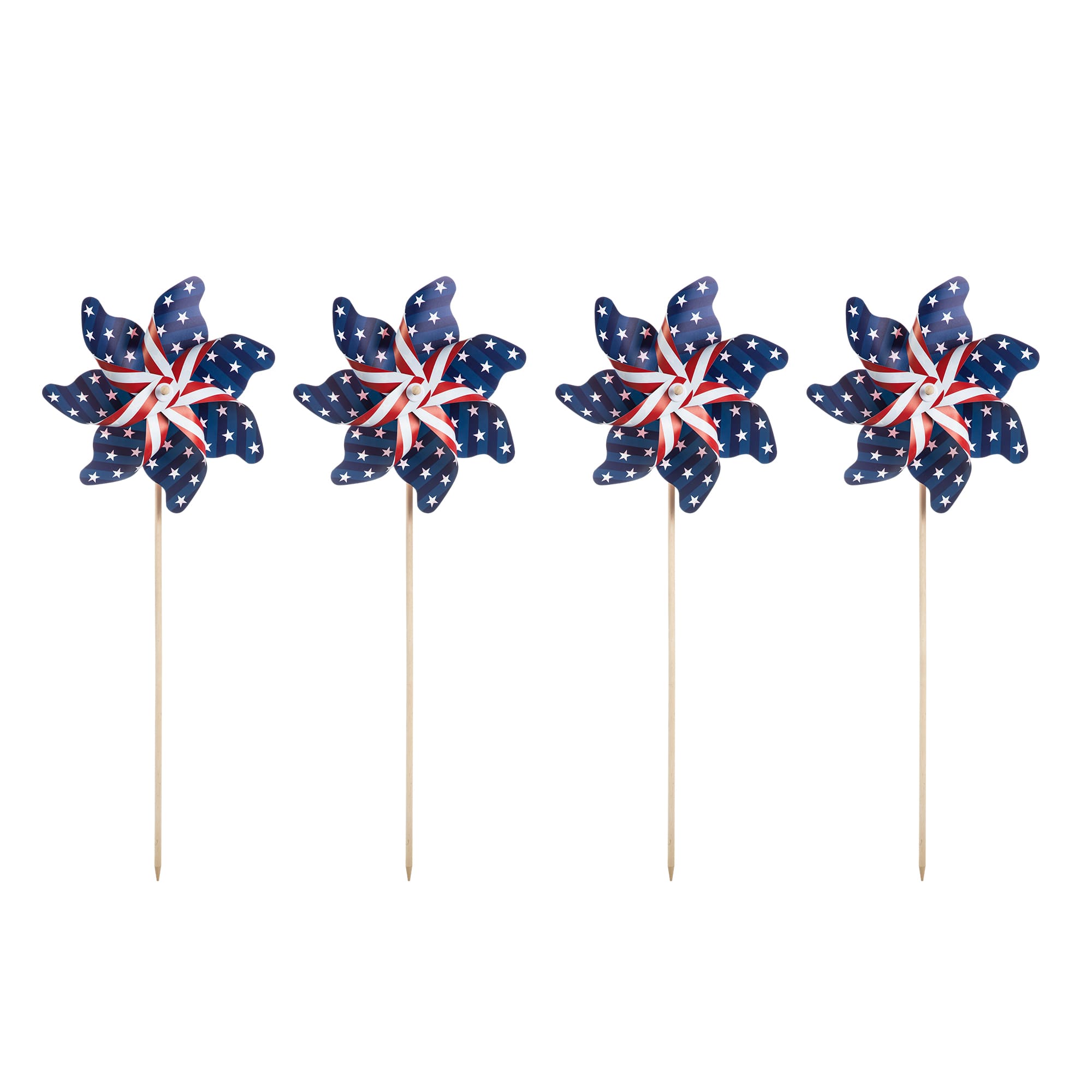 Glitzhome&#xAE; 43.2&#x22; Stars &#x26; Stripes Patriotic Windmills, 4ct.