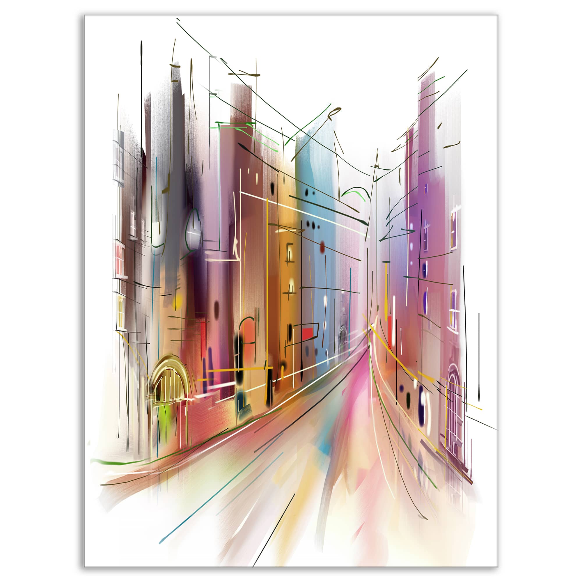 Designart - Road in City Art - Cityscape Canvas Art Print
