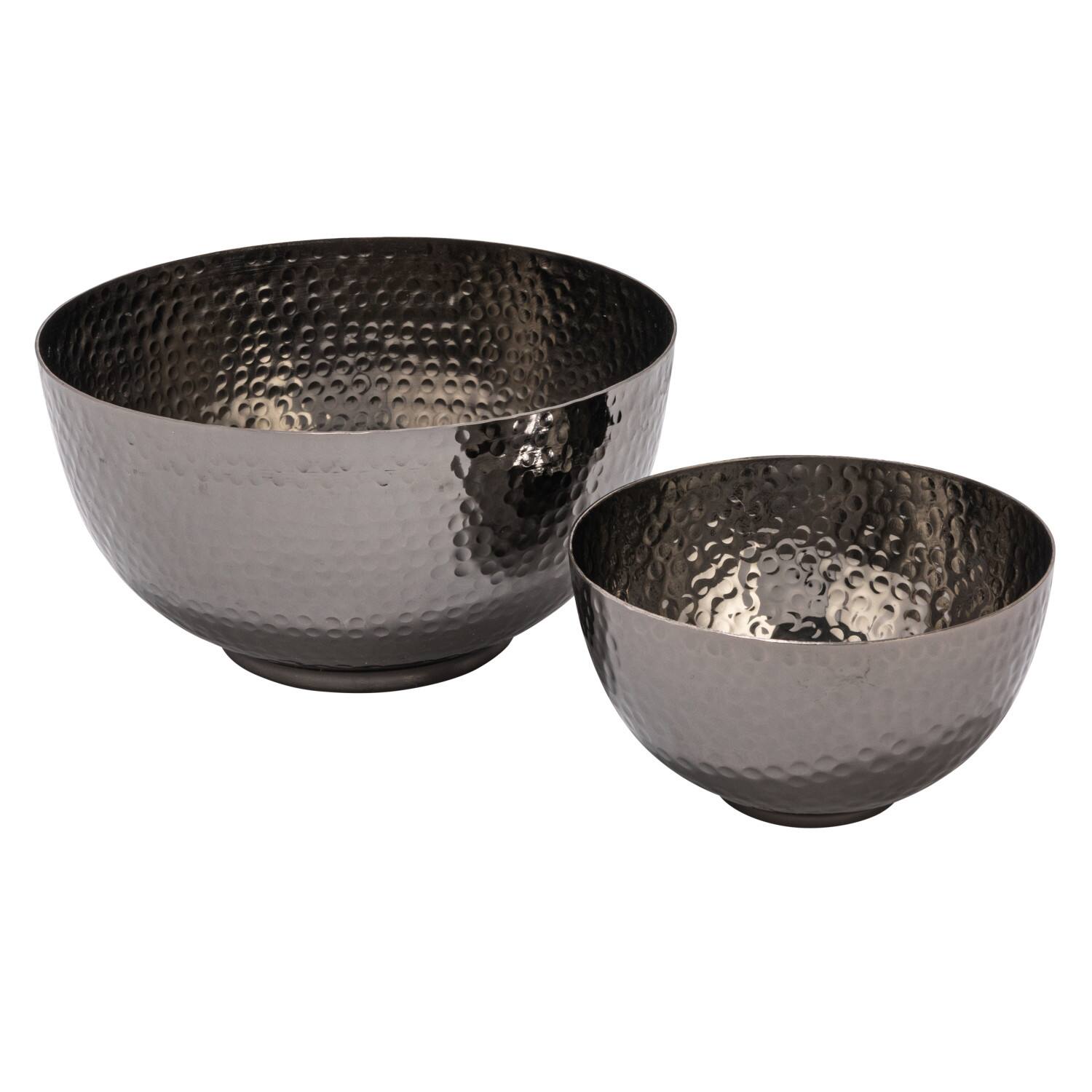 Hello Honey® Silver Finish Round Hammered Metal Bowl Set