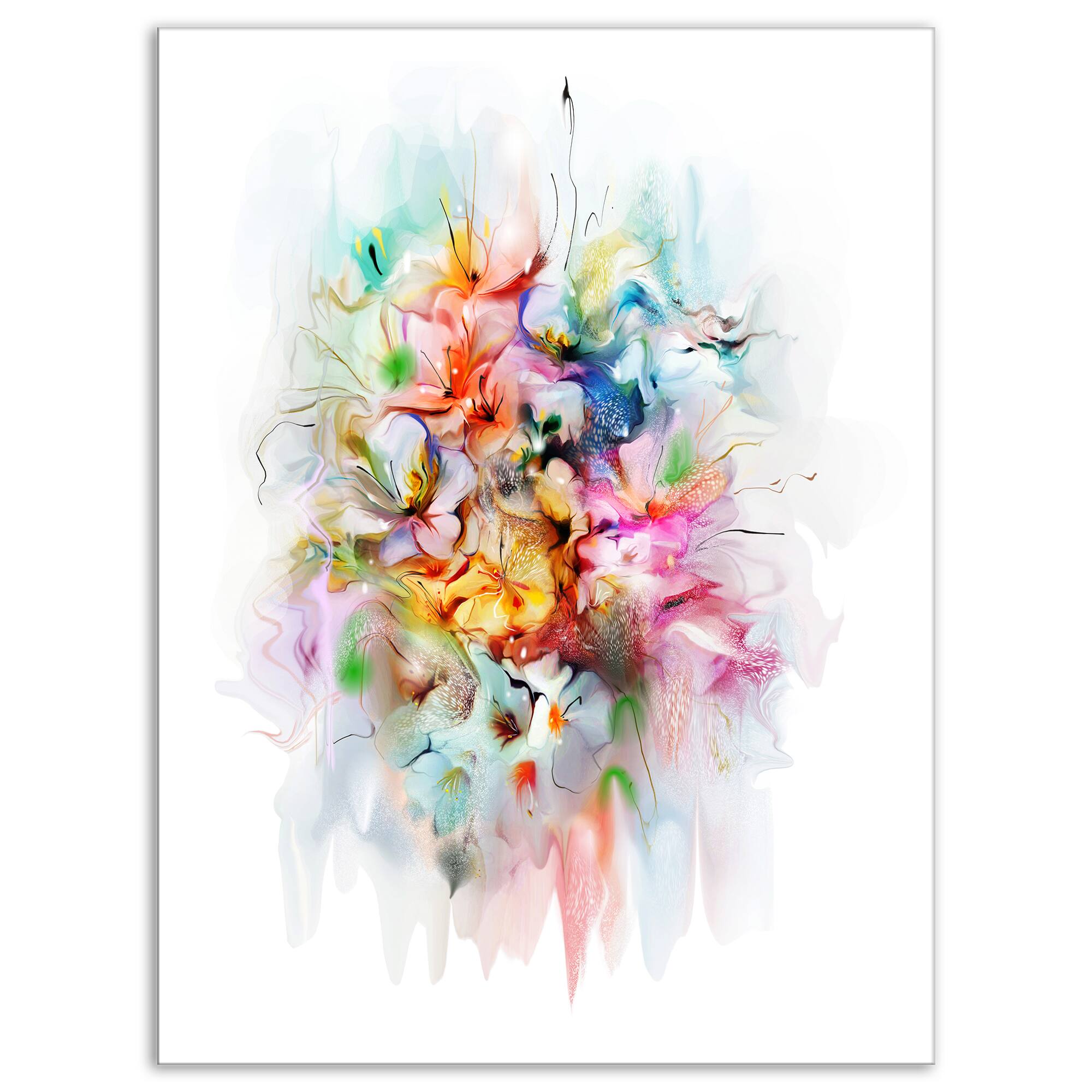 Designart - Bunch of Watercolor Flowers - Floral Canvas Art Print