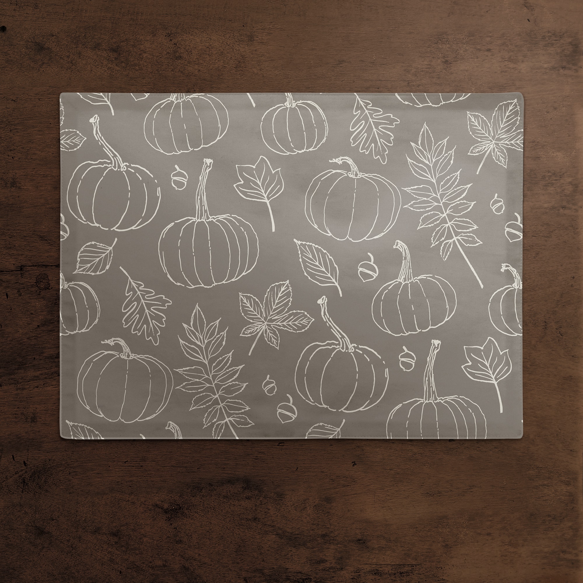 Gray Fall Pattern Cotton Twill Placemat