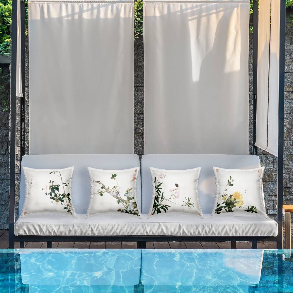 Stupell Industries Traditional Eastern Flowers Outdoor Printed Pillow Set