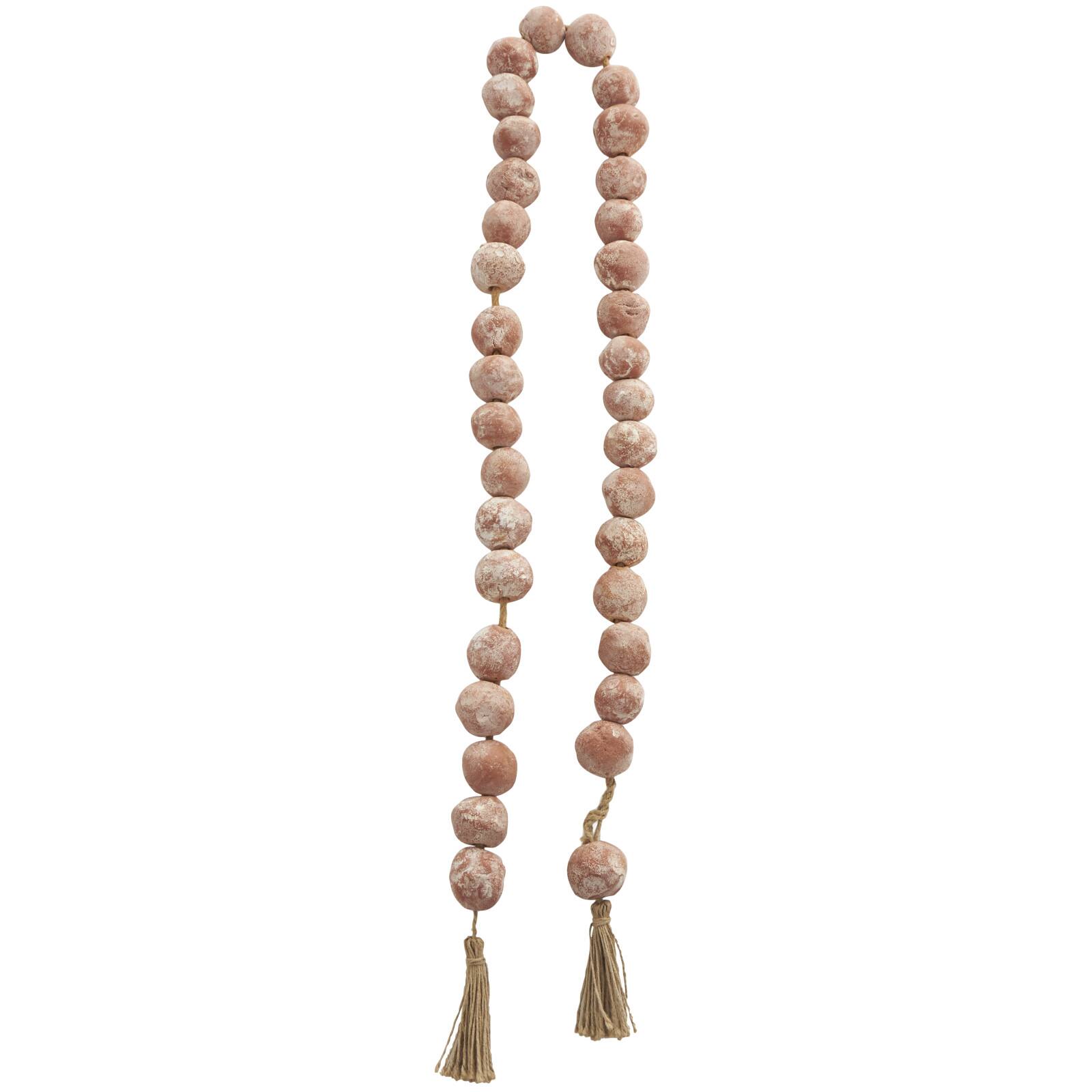5ft. Paper Mache Round Distressed Beaded Garland with Tassel