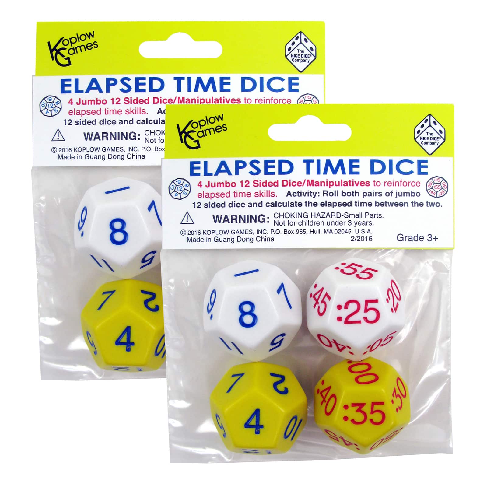 Koplow Games Elapsed Time Dice, 2 Pack of 4