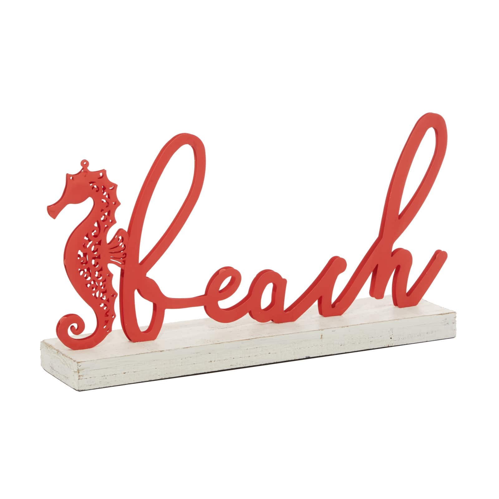 19" Red Coastal Beach Sign