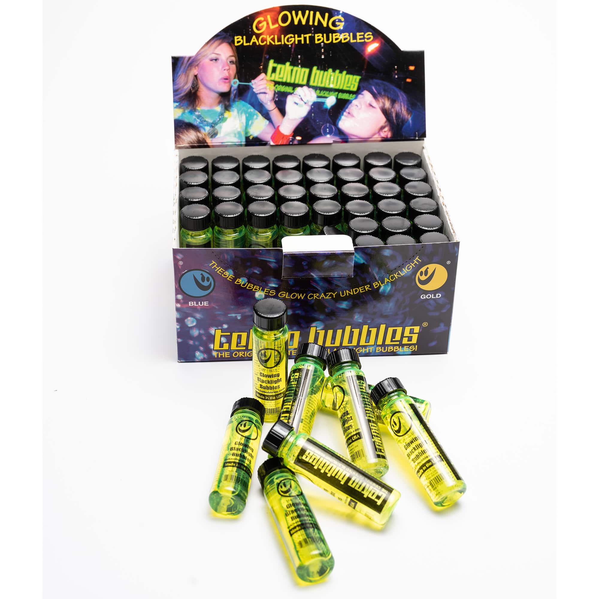 Atomic Bubbles 1oz. Blue & Gold Tekno Bubbles, 48ct.