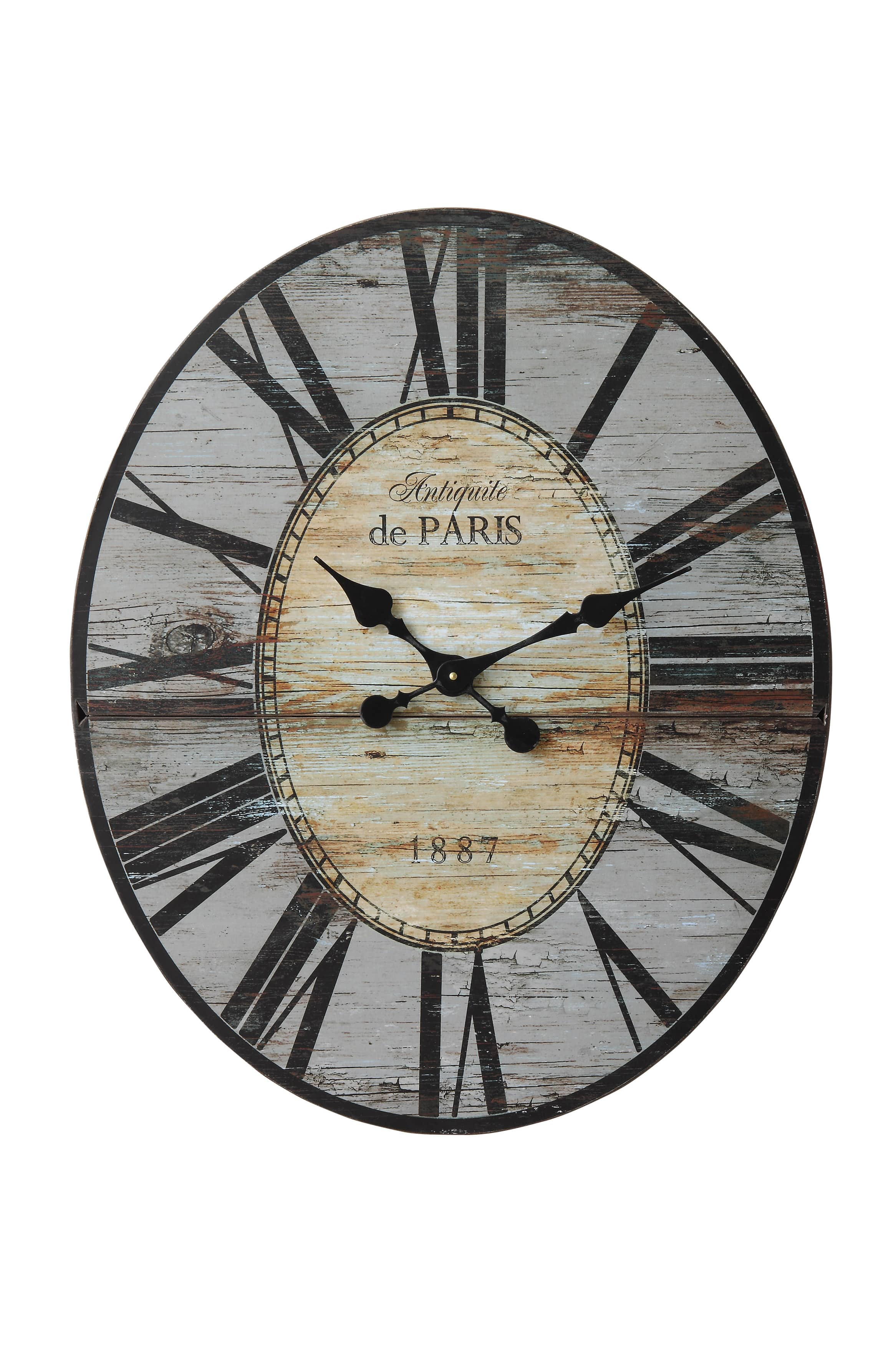 2.5ft. Distressed French Country Oval Wood Wall Clock