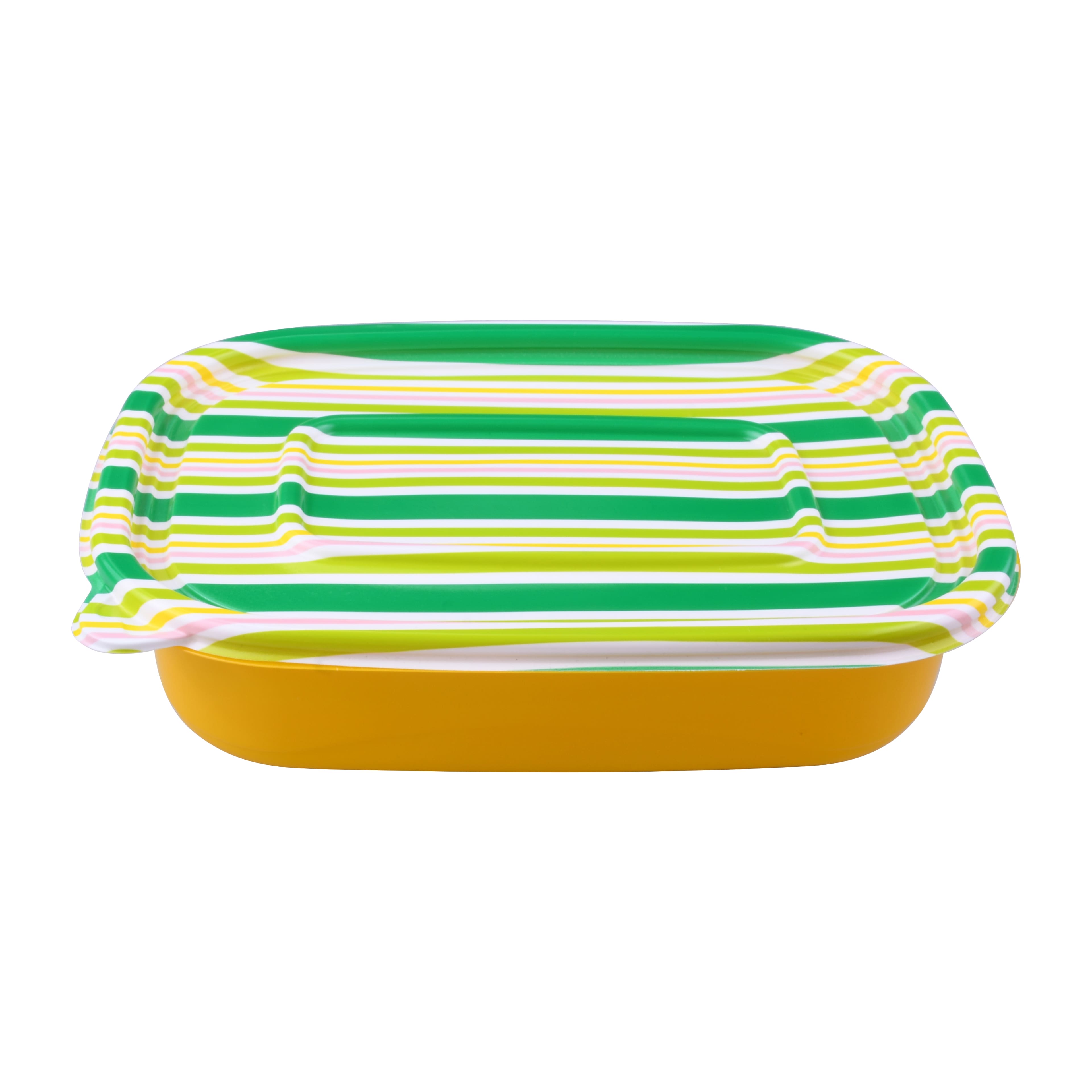 8.5&#x22; Green &#x26; Yellow Stripe Food Storage Container, 6ct. by Makery&#x2122;