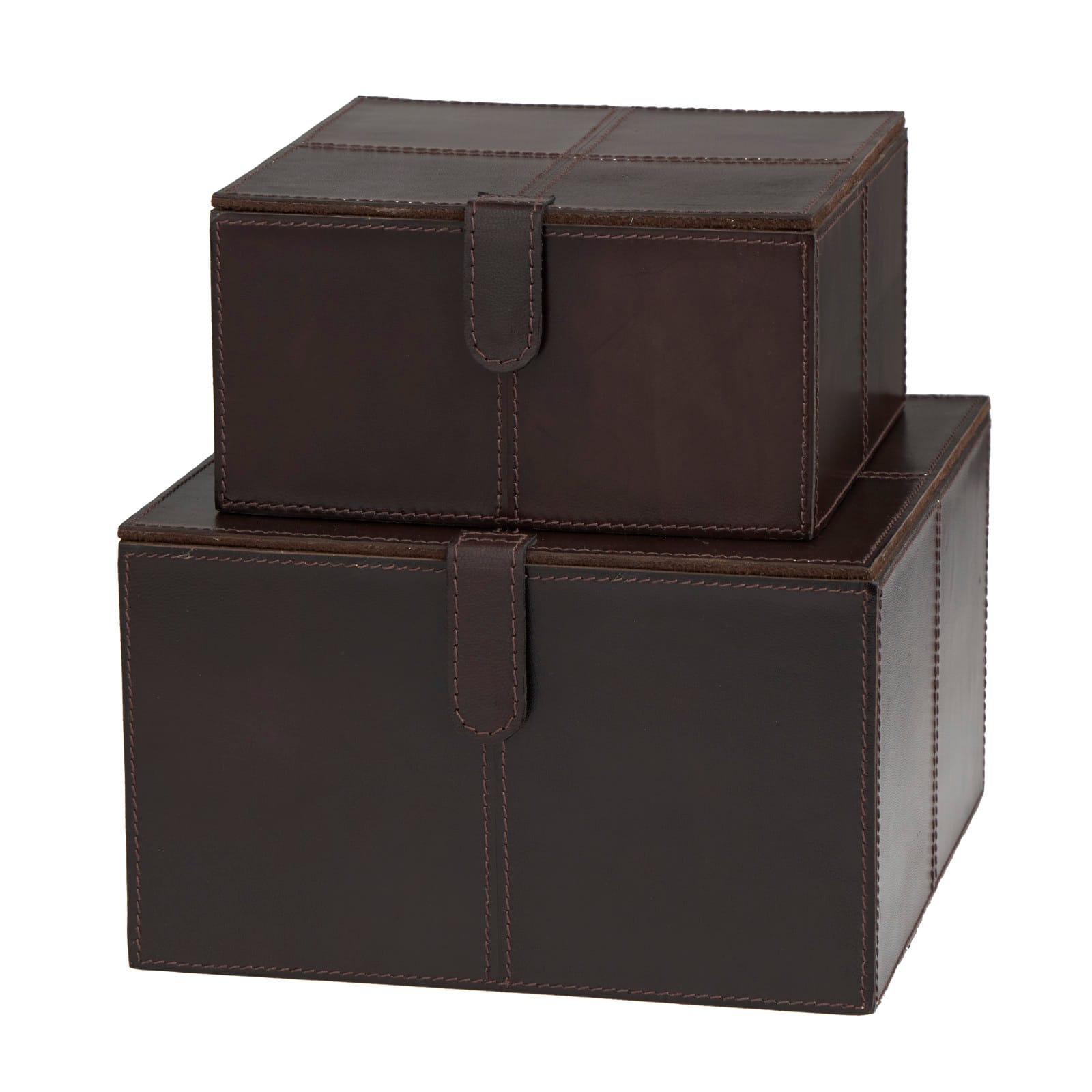 Dark Brown Leather Storage Box Set