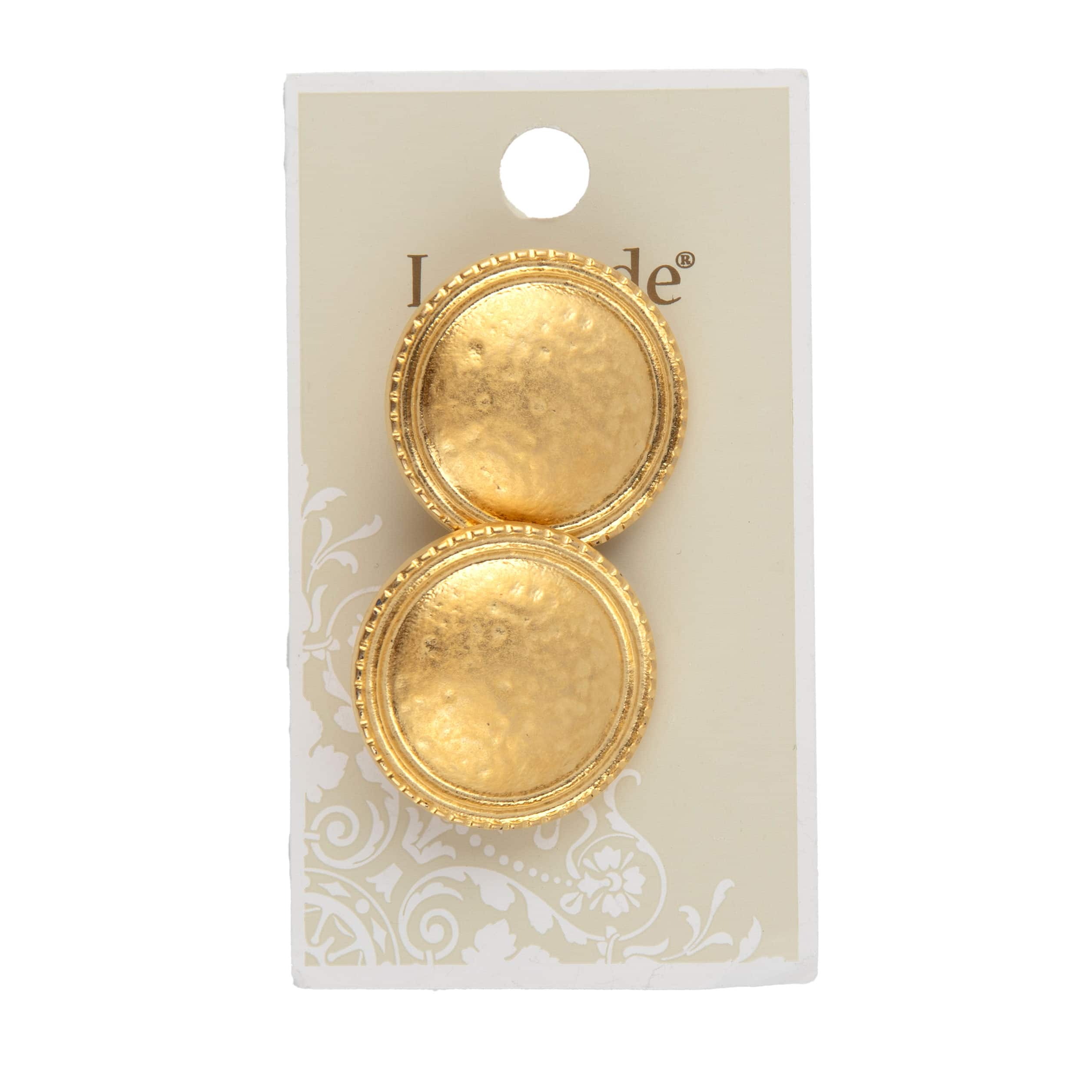 LaMode 1 1/8&#x22; Hammered Gold Shank Buttons, 2ct.