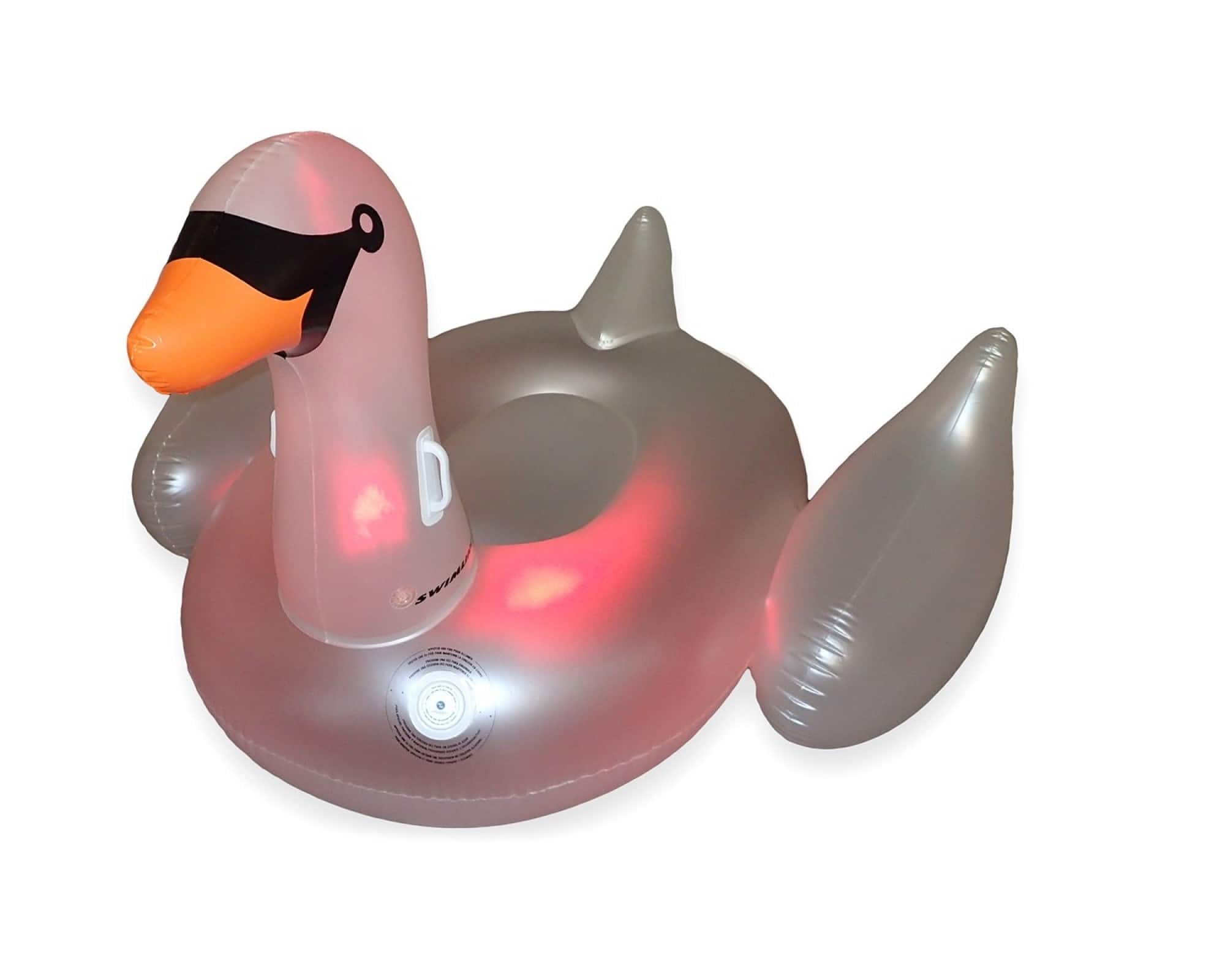 Swim Central Color Changing 75&#x22; Inflatable LED Swan Float Lounger