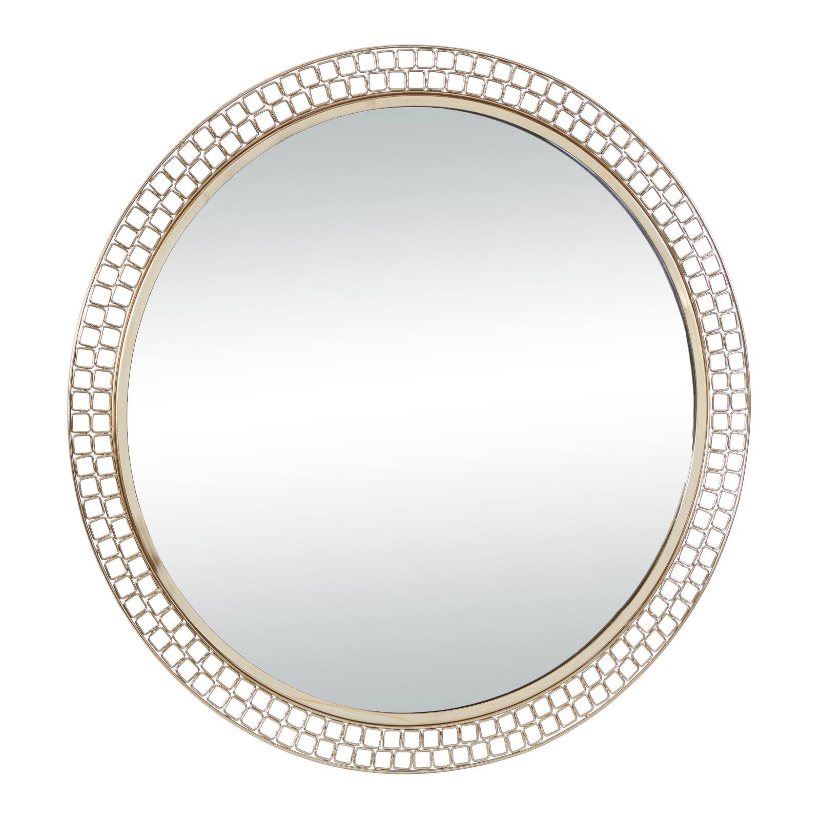 37&#x22; Gold Metal Contemporary Round Wall Mirror