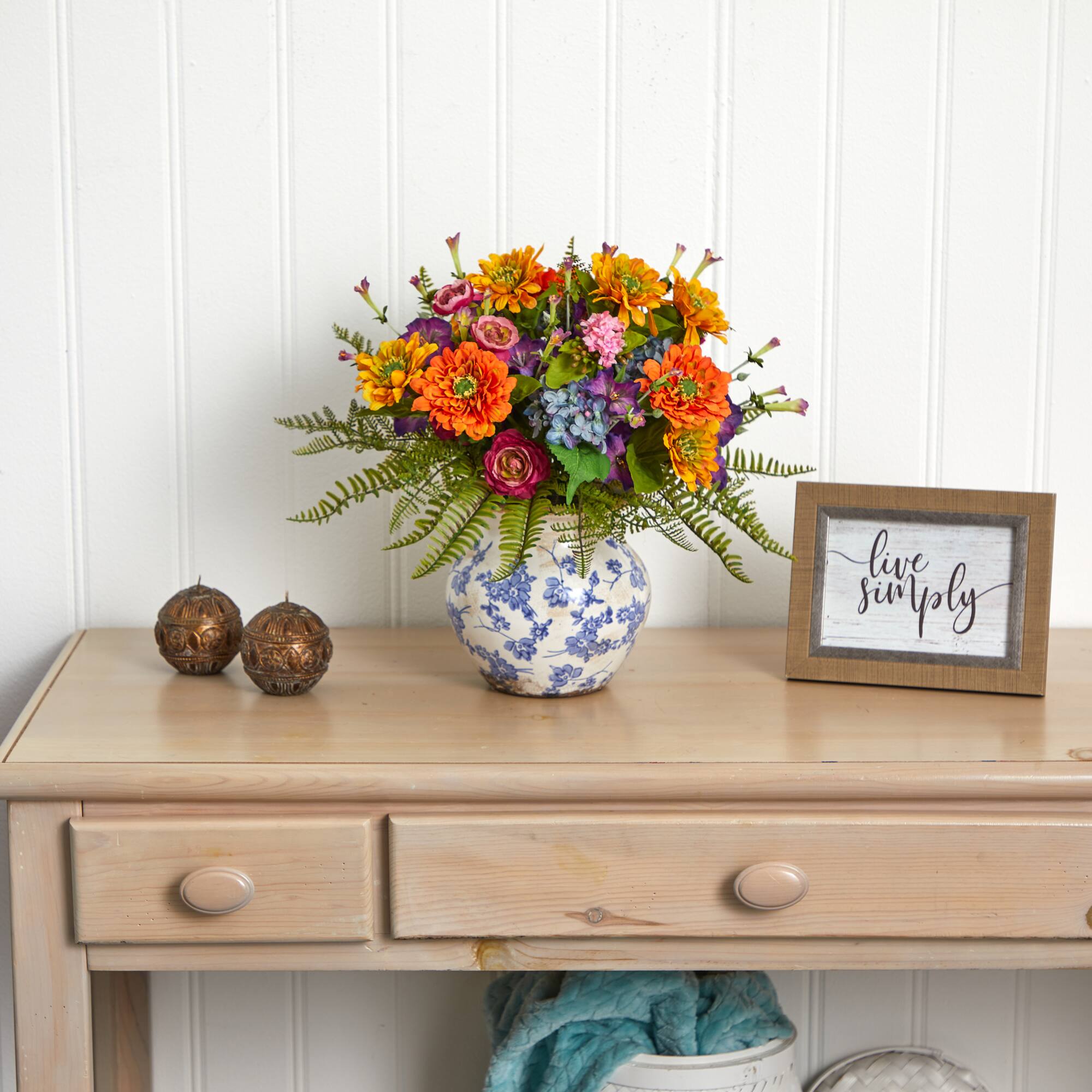 15" Mixed Floral Arrangement in Floral Vase