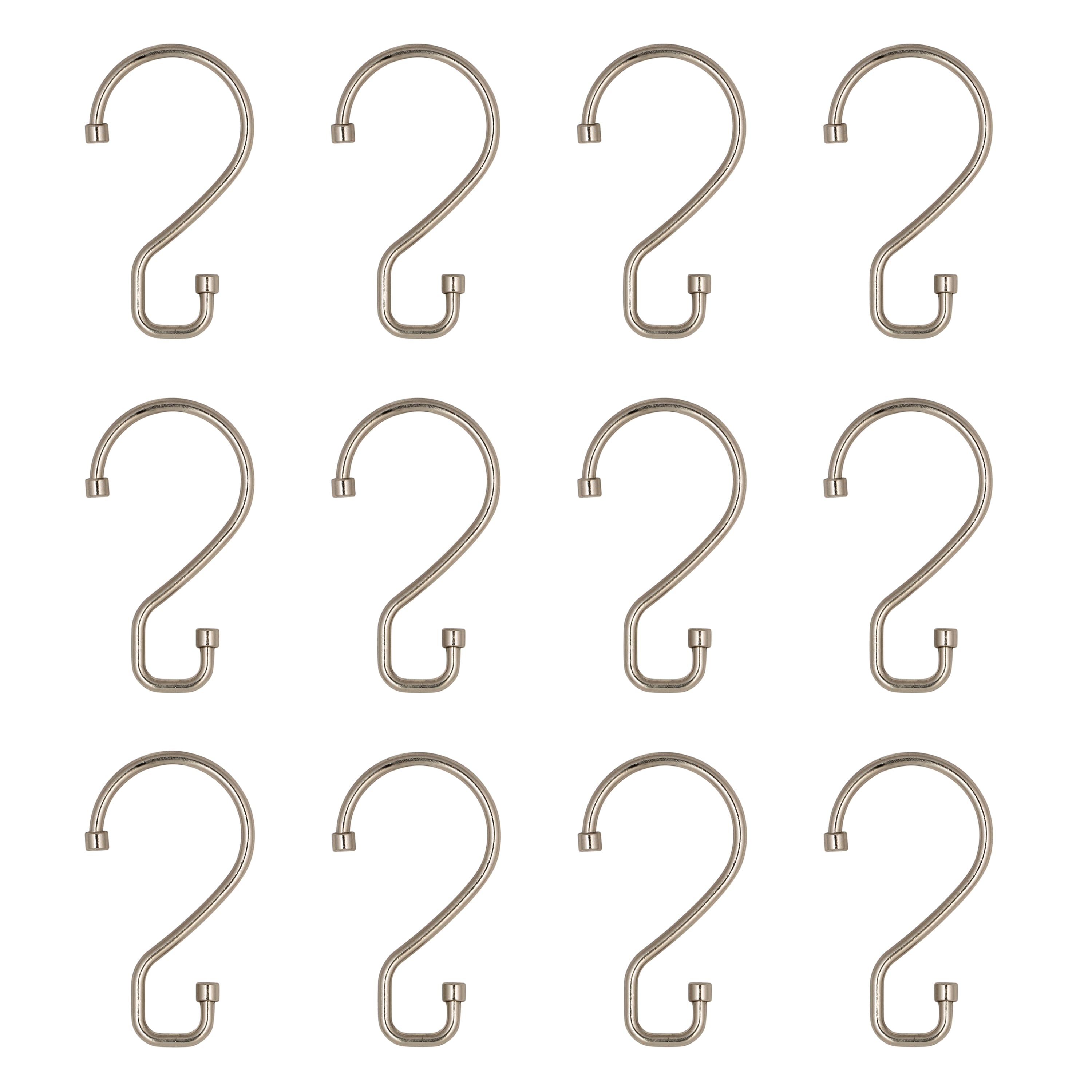 Bath Bliss Satin 12 Piece S-Hook Shower Curtain Rings