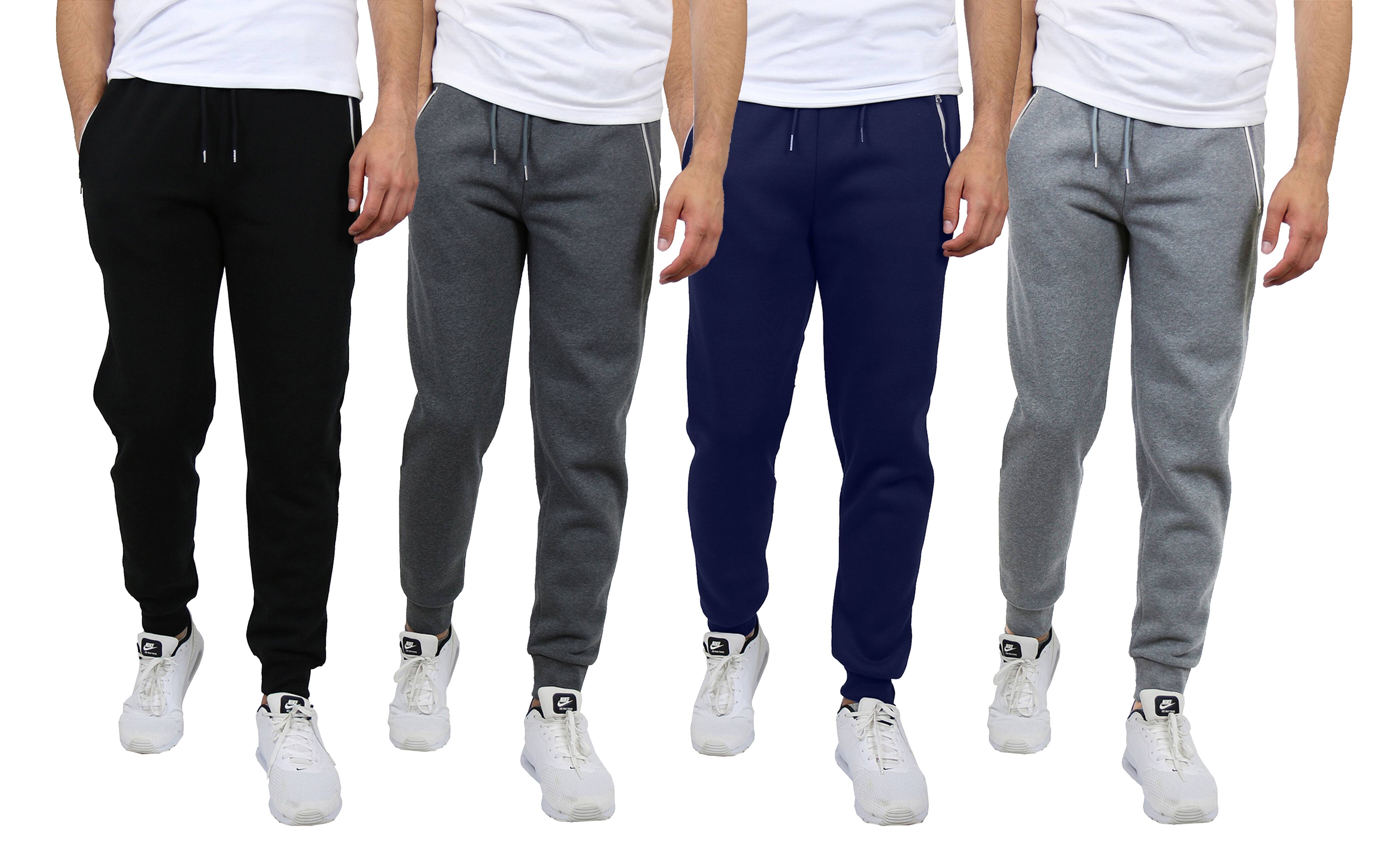 Galaxy by Harvic Fleece-Lined Men&#x27;s Jogger Sweatpants with Zipper Pockets 4 Pack