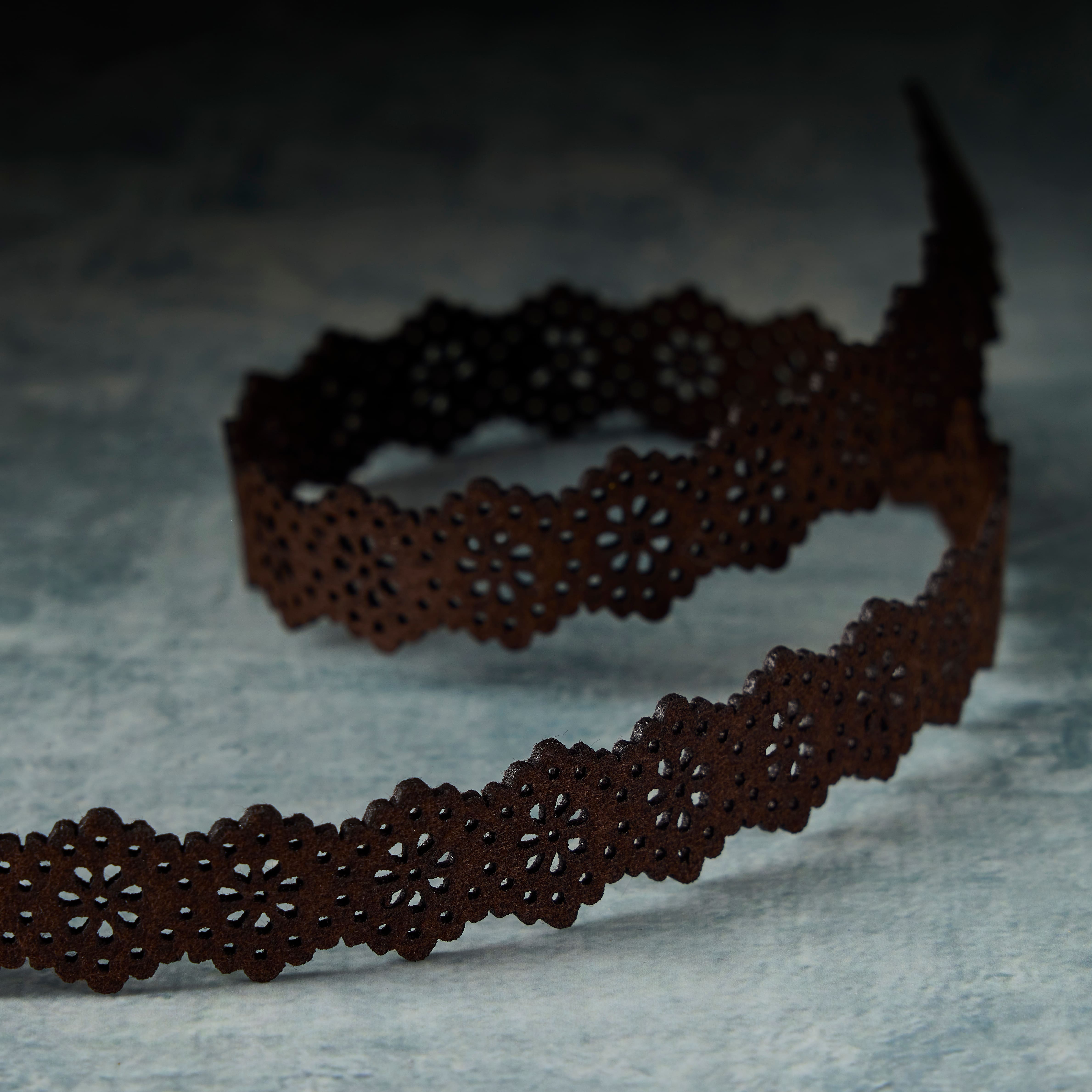 3/4" x 3yd. Brown Abstract Flower Ribbon Trim by Celebrate It® Classic