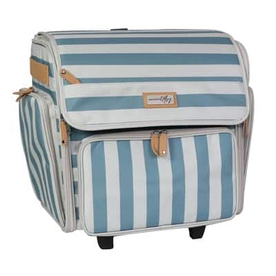 Everything Mary Blue and White Deluxe Collapsible Rolling Craft Bag