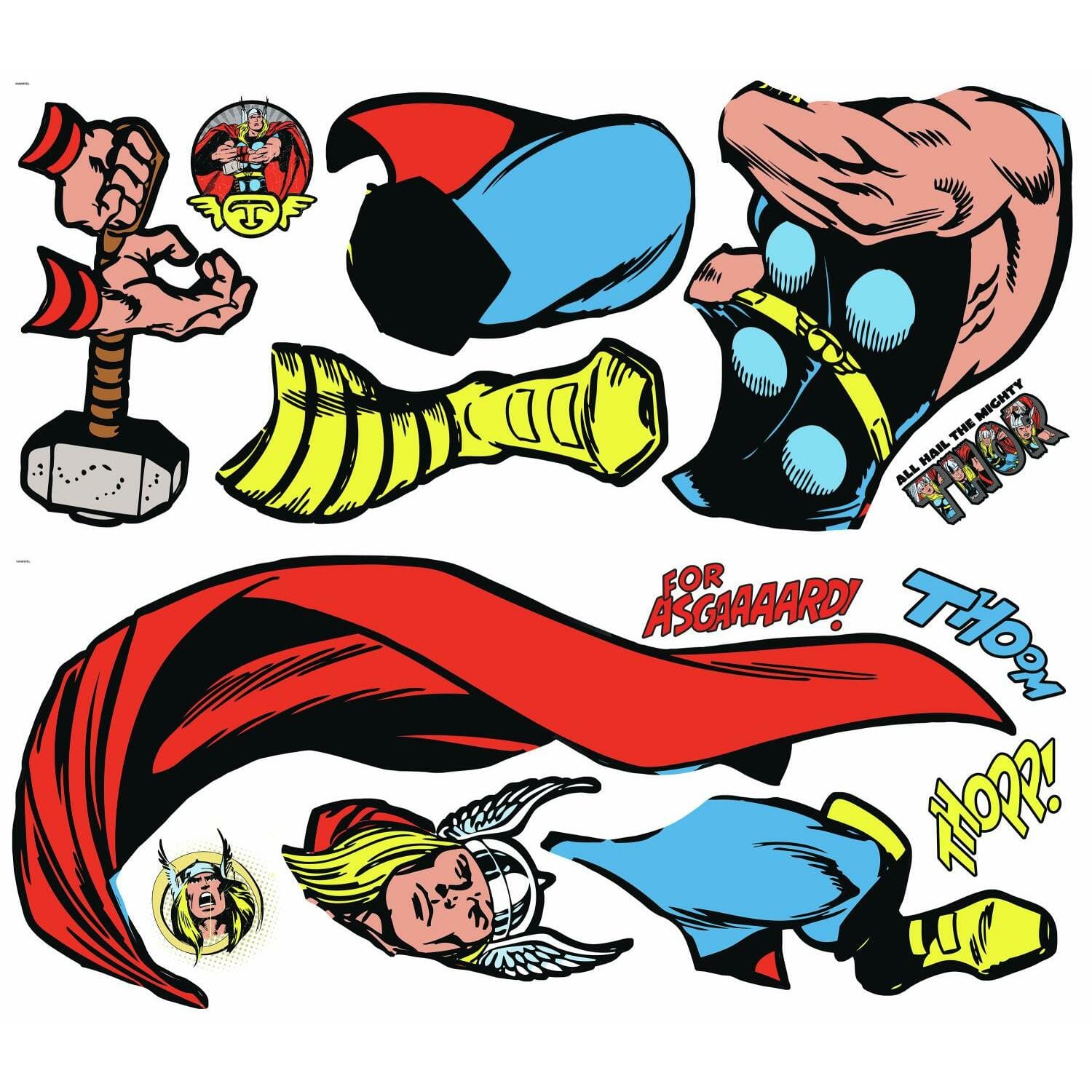 RoomMates Marvel Classic Thor Comic Peel &#x26; Stick Giant Wall Decal