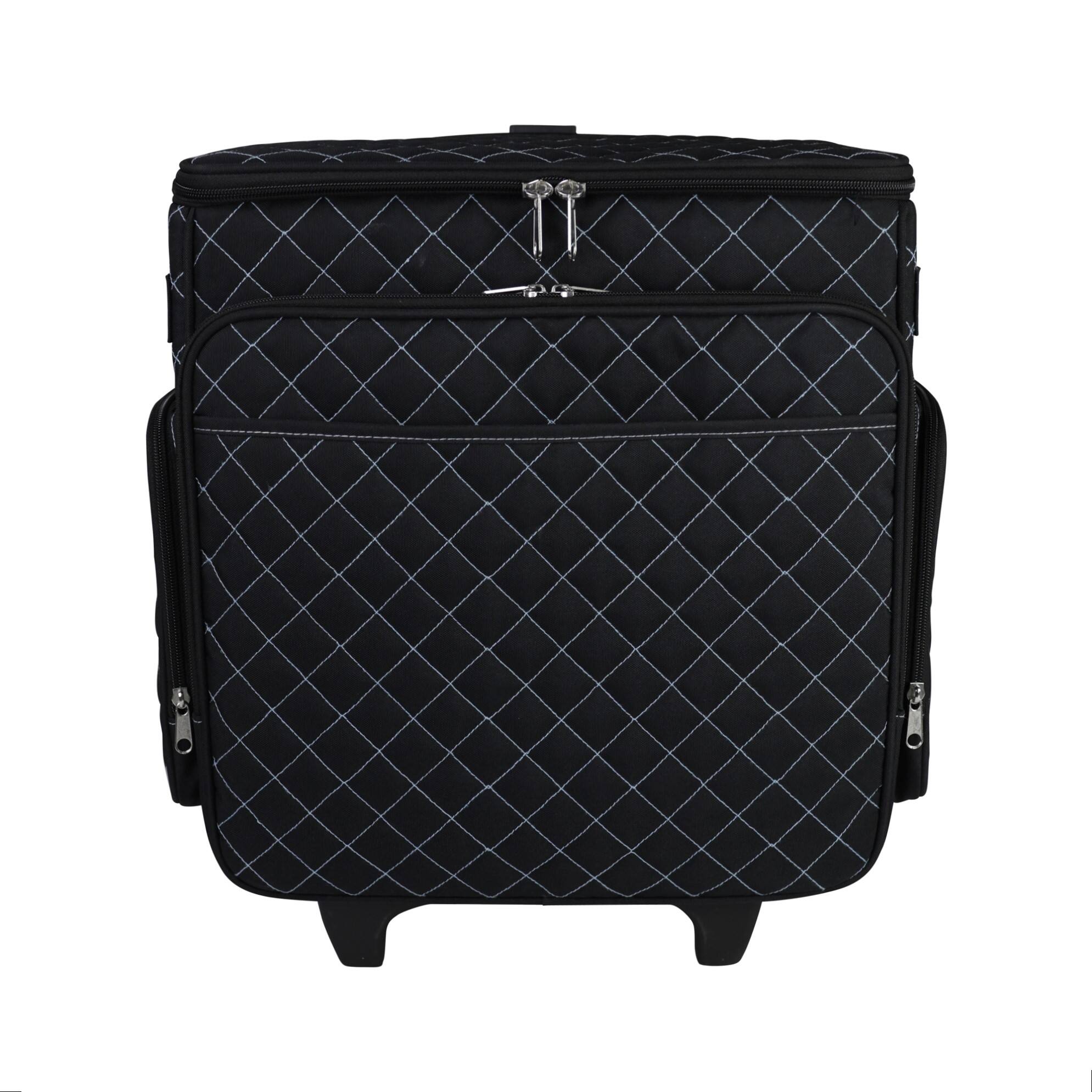 Everything Mary Black & Blue Quilted Rolling Craft Bag