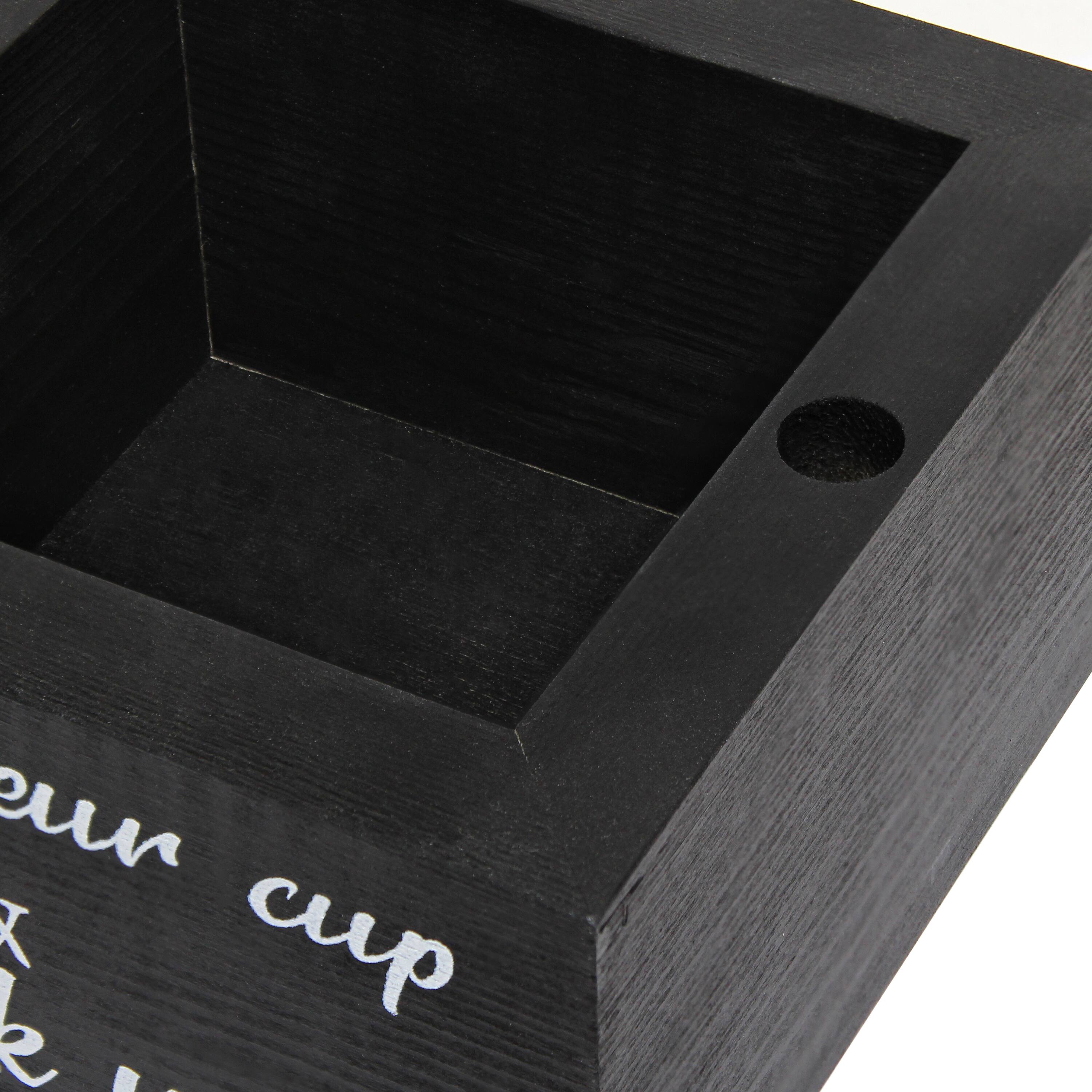 Elegant Designs™ Napkin Holder and Cup Holder Set with Black with White Script