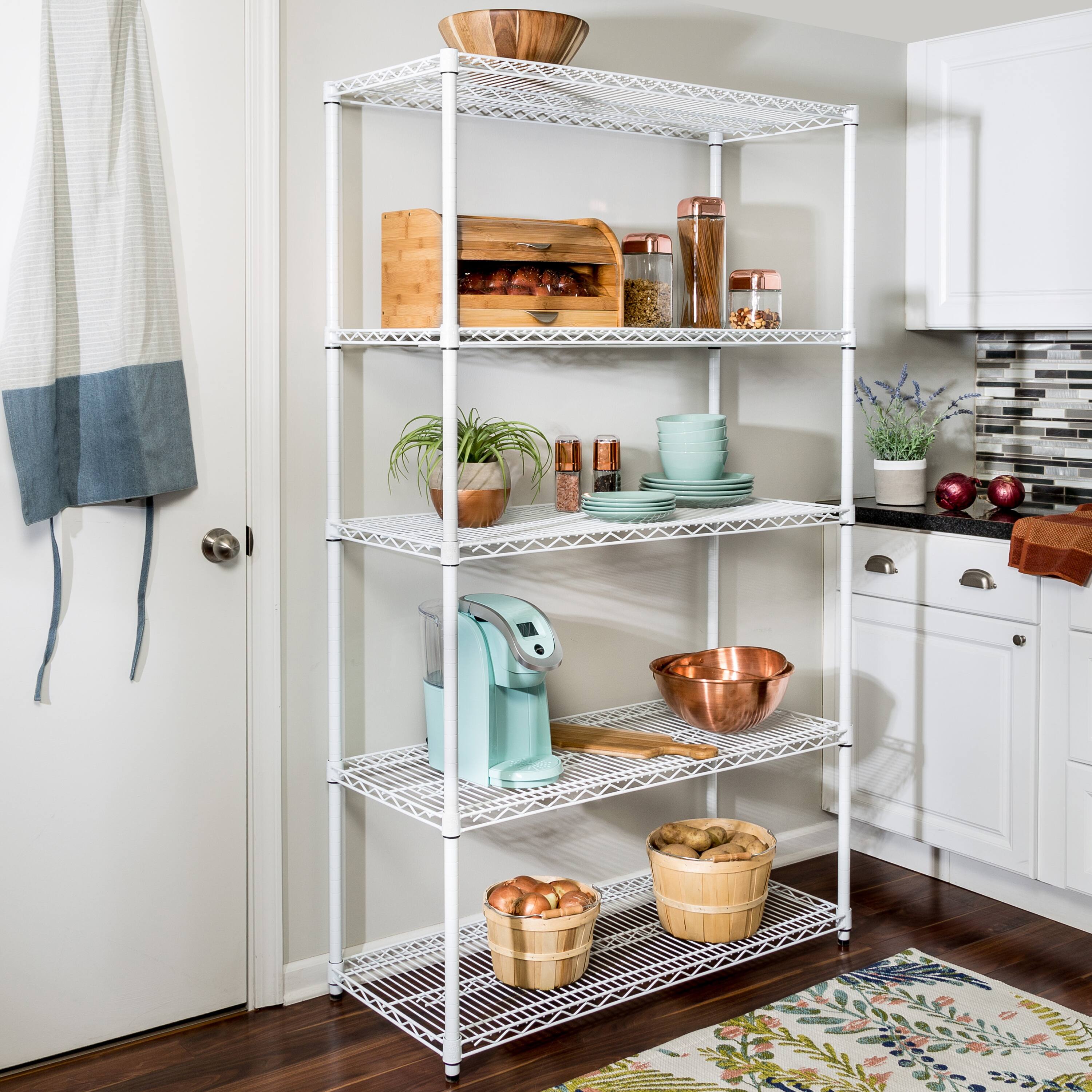 Honey Can Do White 5-Tier Heavy-Duty Adjustable Shelving Unit