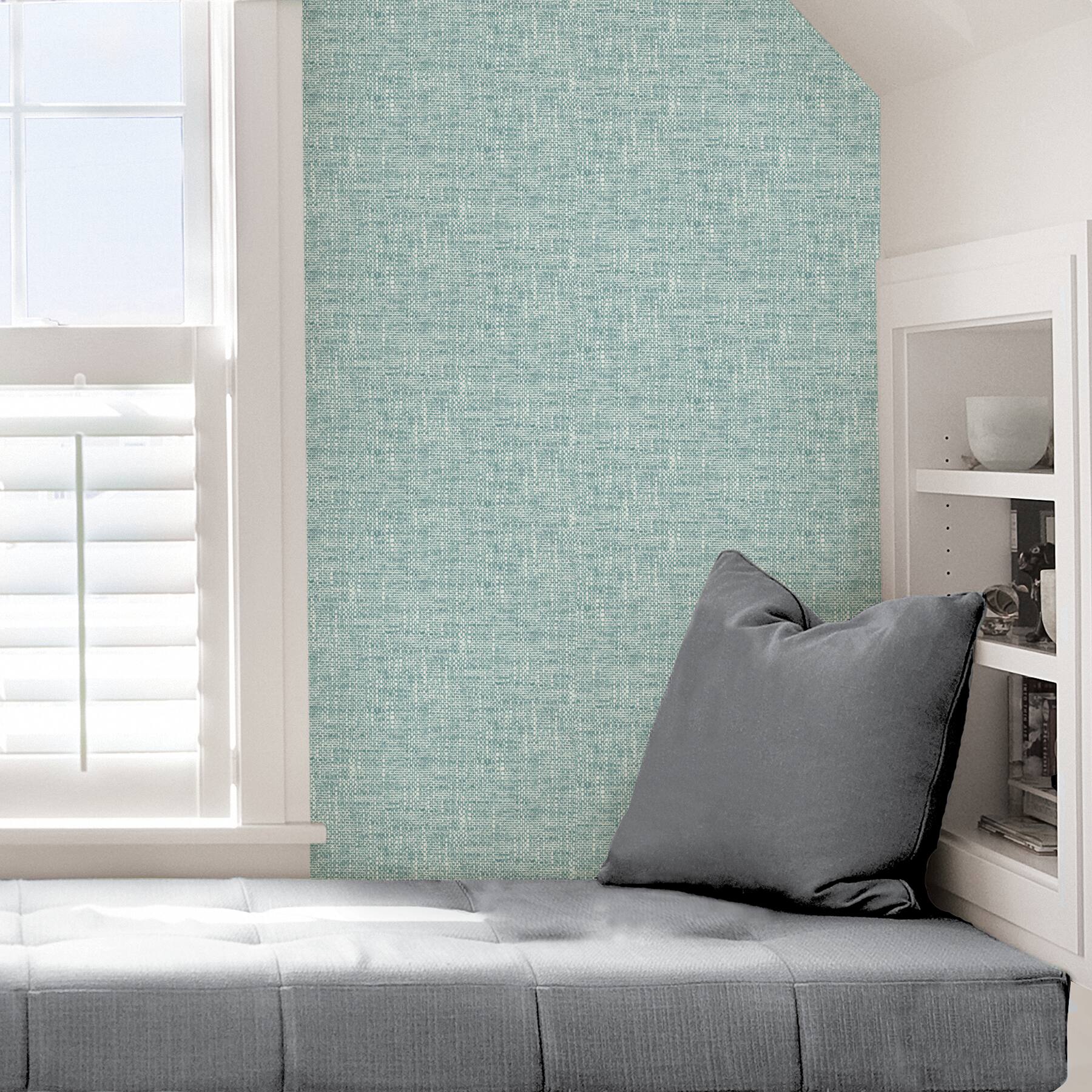 NuWallpaper Aqua Poplin Texture Peel & Stick Wallpaper