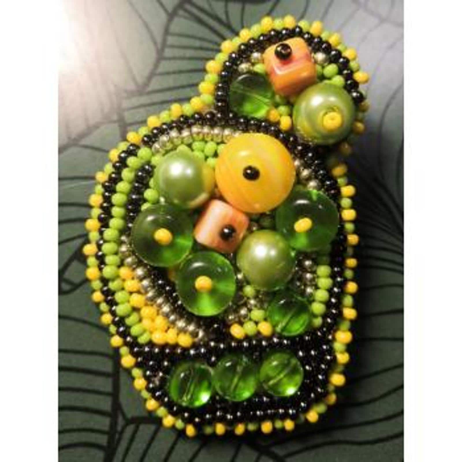 Crystal ArtBeadwork Kit For Creating Brooch Bright Cactus