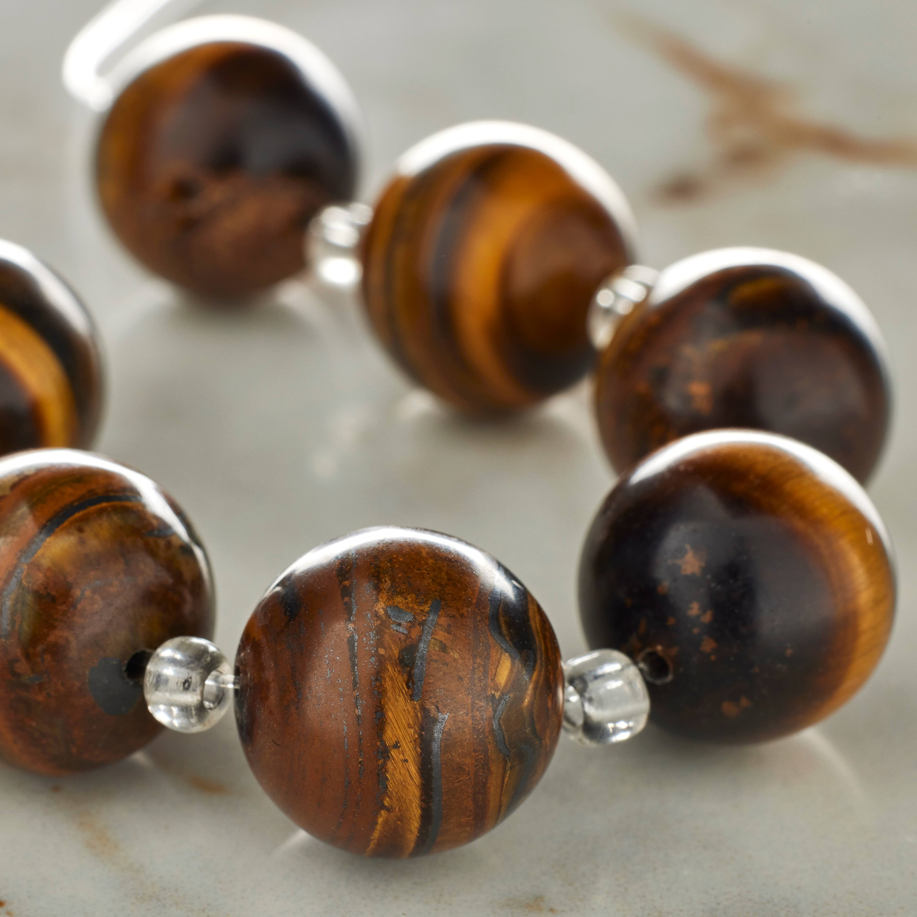 12 Pack: Amber Tiger Eye Round Beads, 14mm by Bead Landing™