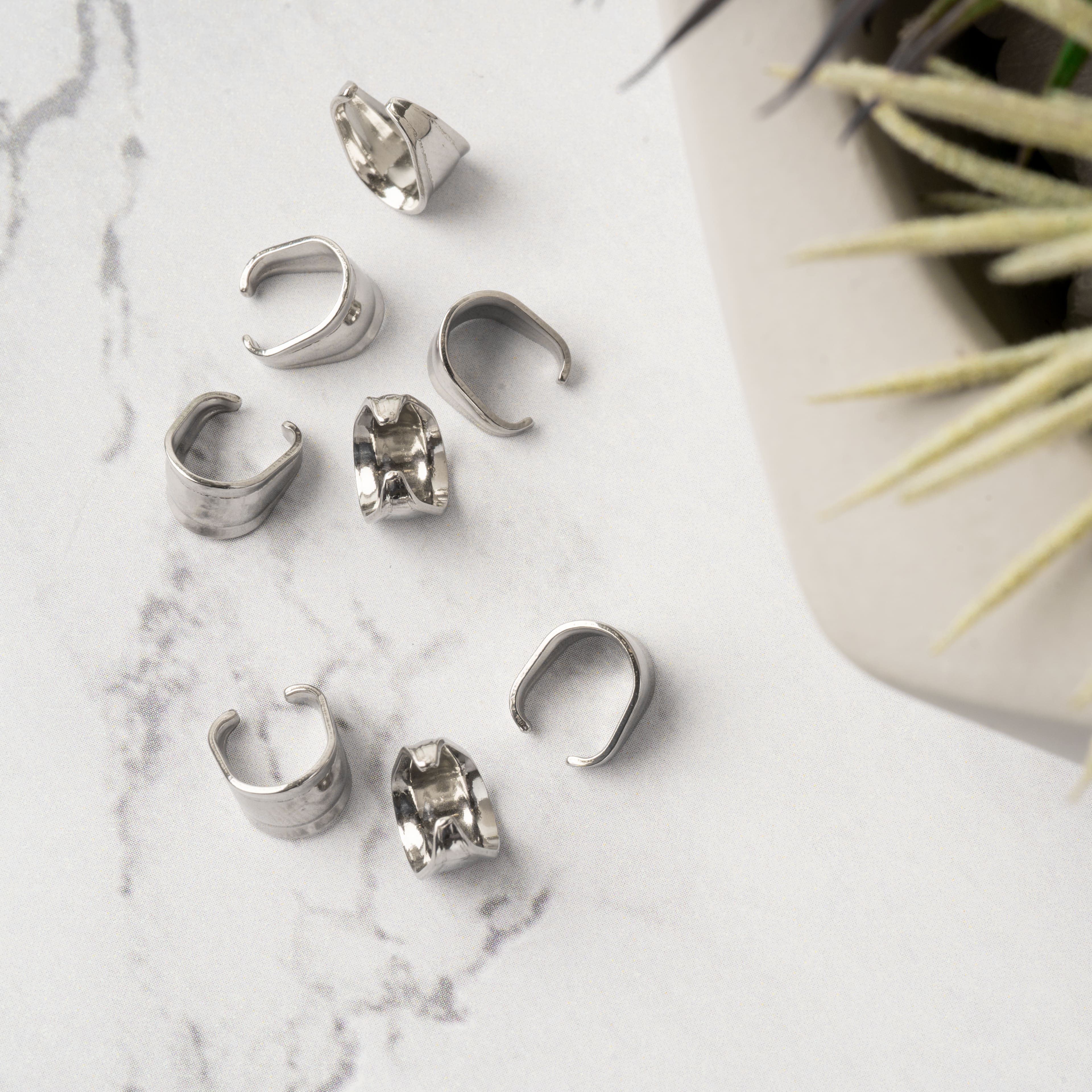 12 Packs: 8 ct. (96 total) 10mm Stainless Steel Pinch Bails by Bead Landing™