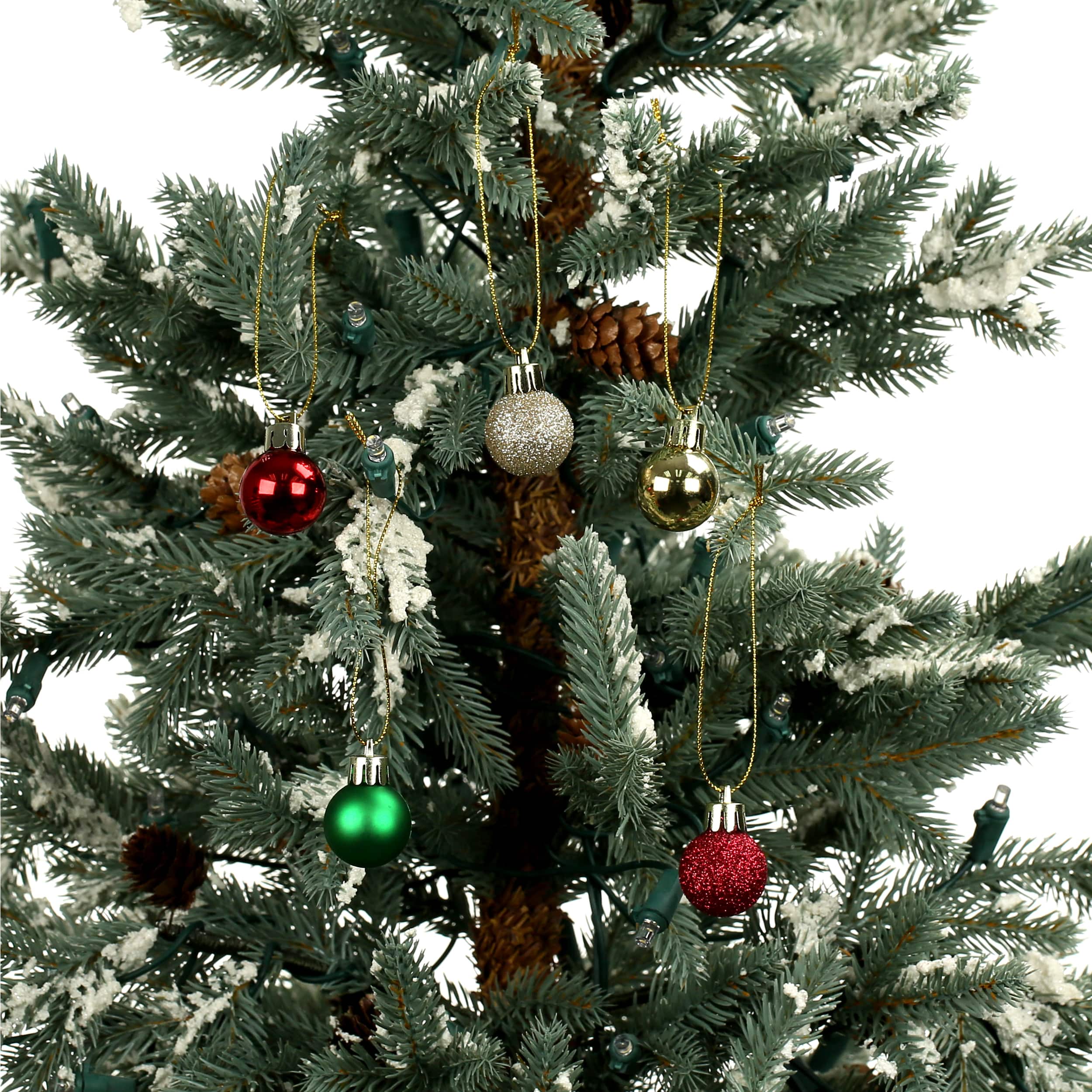 16 Pack 25mm Mini Red, Green &#x26; Gold Plastic Ball Ornaments by Ashland&#xAE;