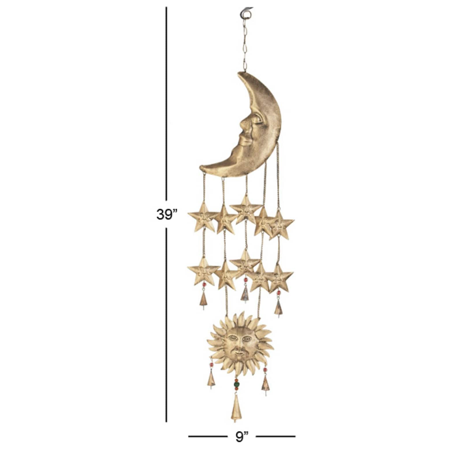 Gold Metal Eclectic Windchime, 9&#x22; x 1&#x22; x 39&#x22;