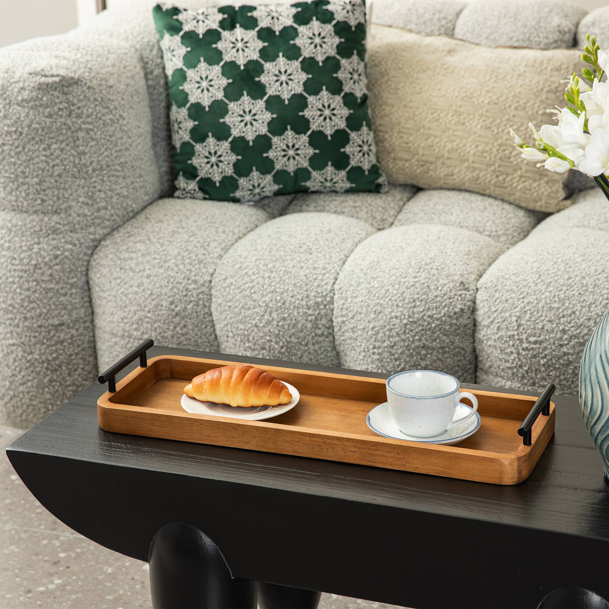 Glitzhome&#xAE; Rectangle Acacia Wood Trays Set