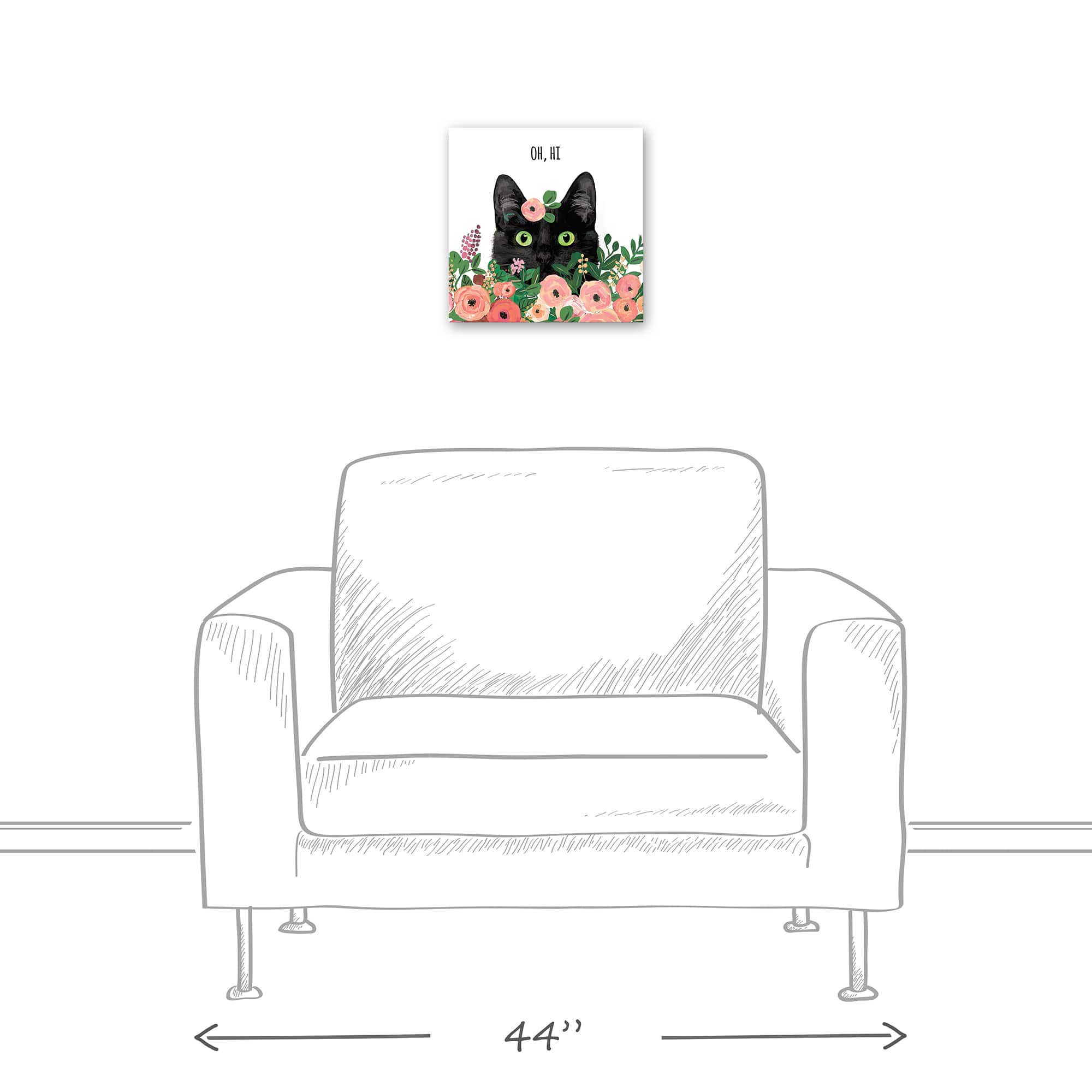 Oh, Hi Cat in Flowers Canvas Wall Art