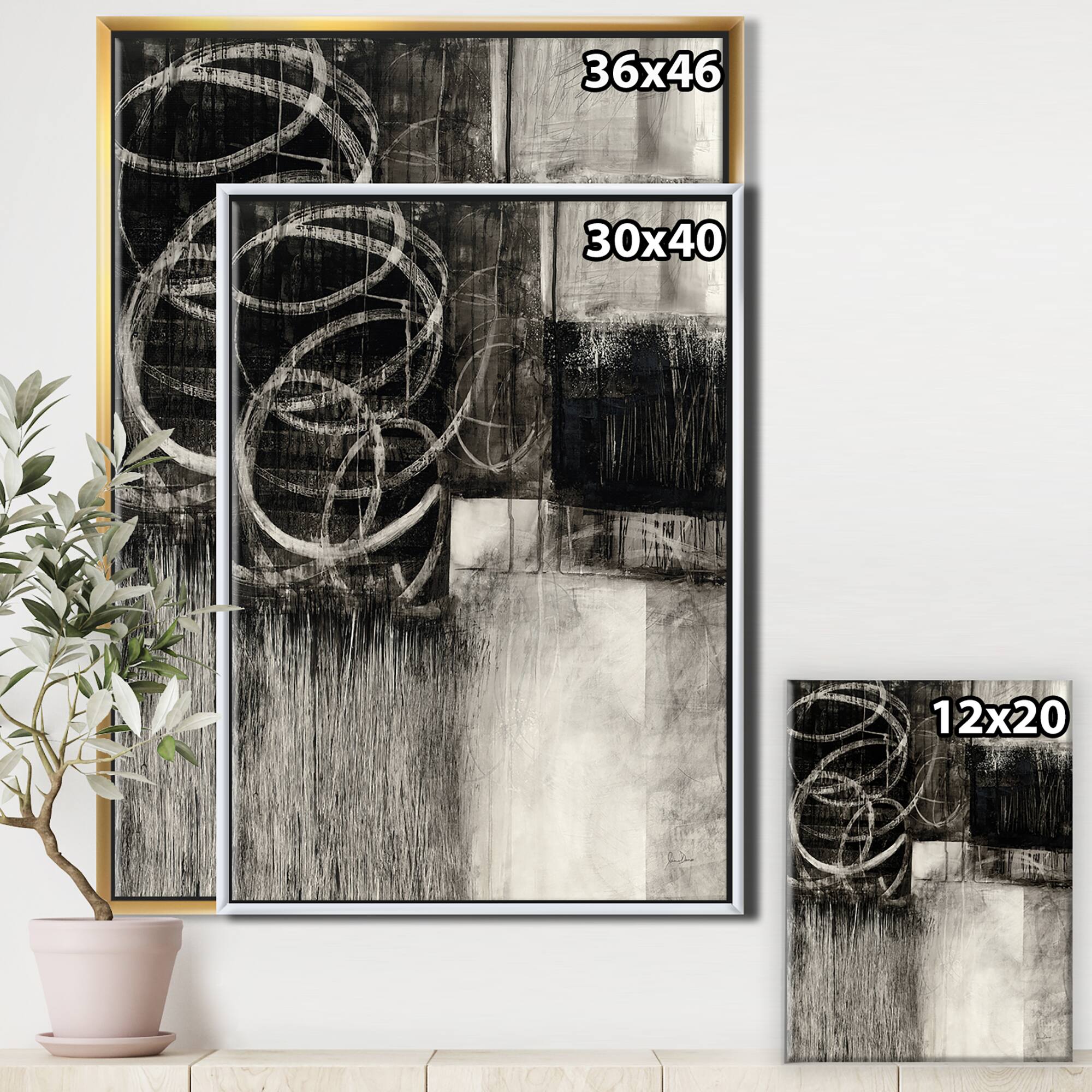 Designart - A Geometric Day I - Mid-Century Modern Canvas in Gold Frame