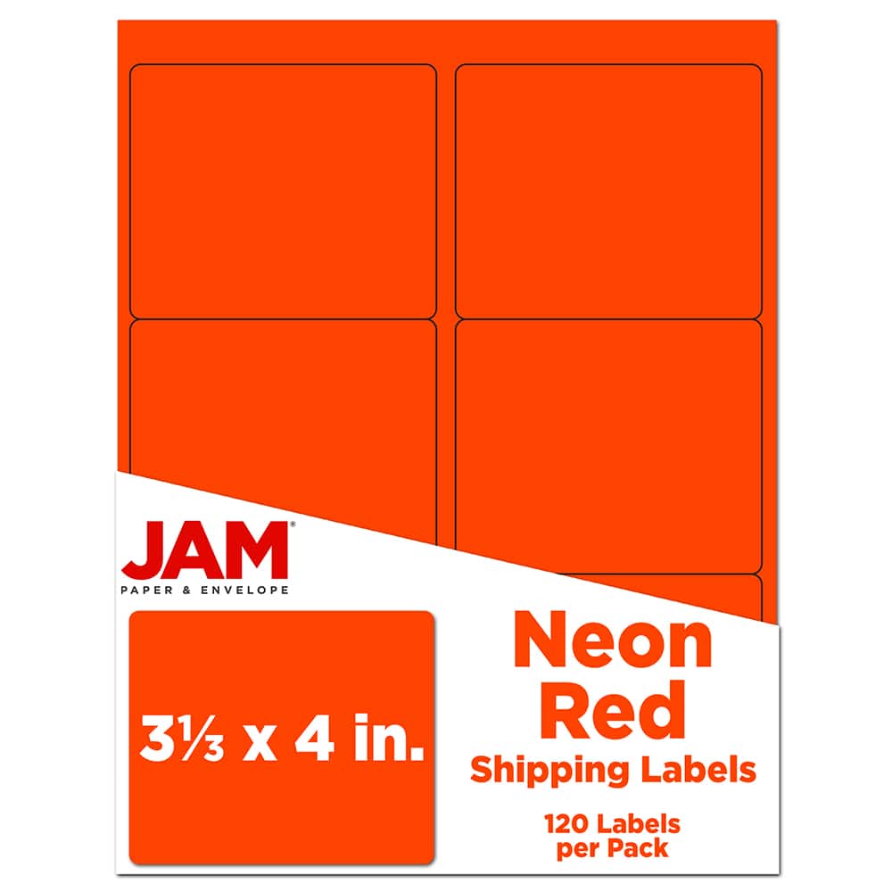 JAM Paper Adhesive Shipping Labels, 3.33&#x22; x 4&#x22;