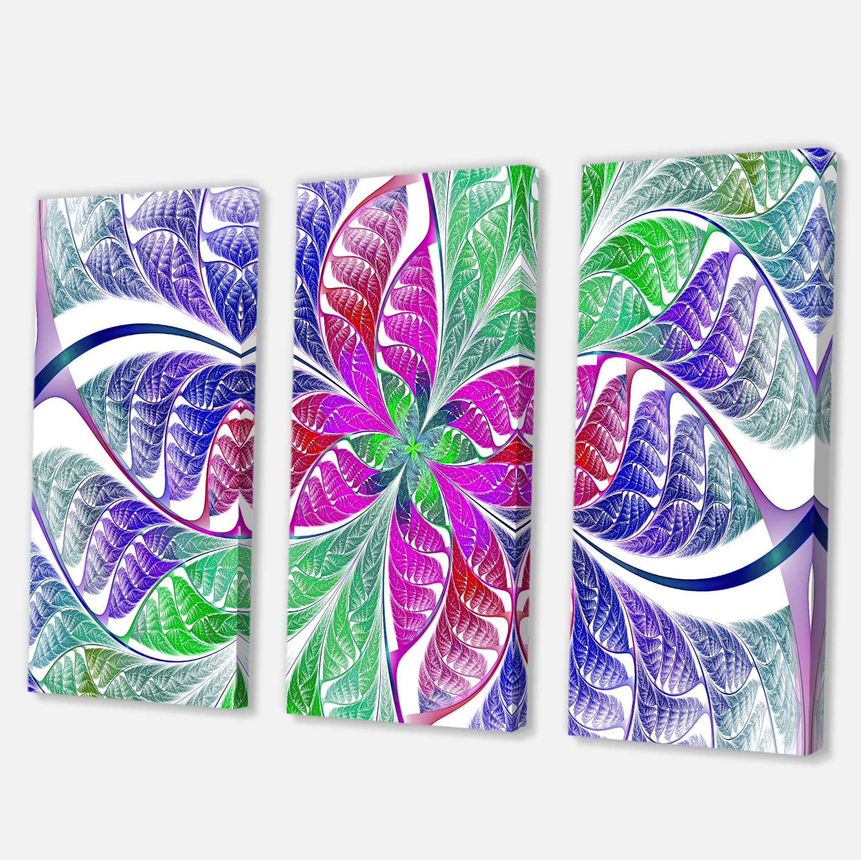 Designart - Flower like Fractal Stained Glass - Abstract Wall Art Canvas