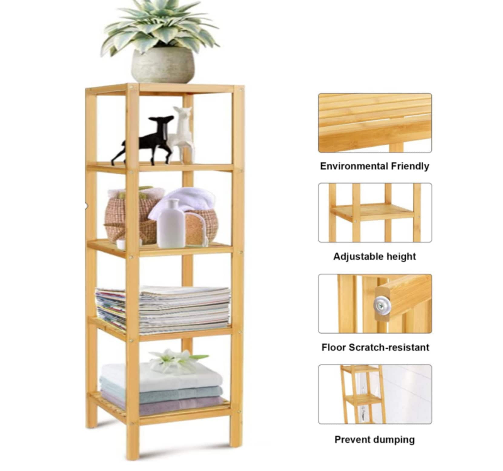 Bamboo 5-Tier Multifunctional Storage Rack